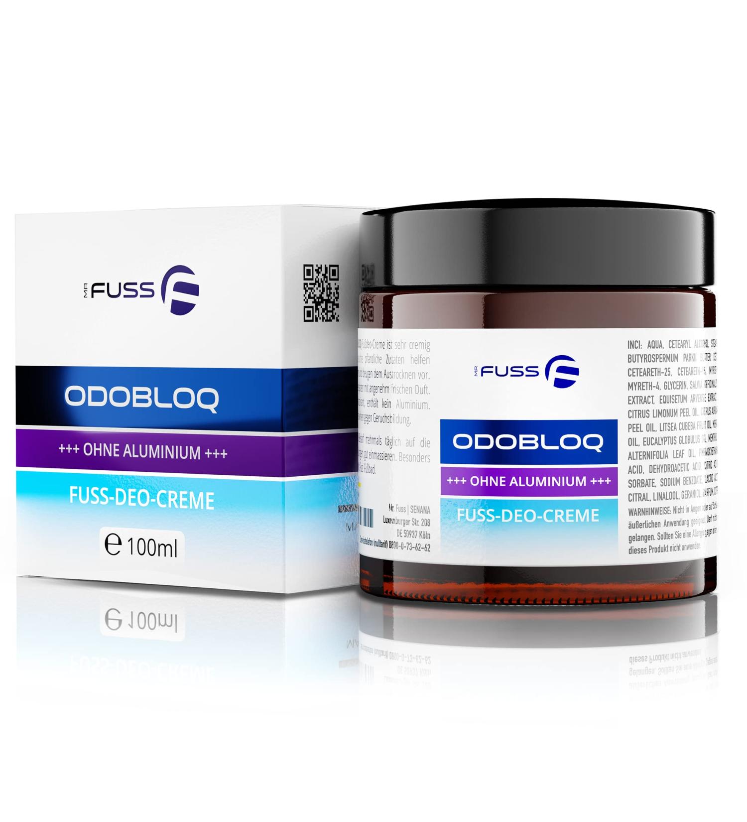  Mr. Fuss Mr. Fuss ODOBLOQ Deodorant Cream for Sweaty Feet and Strong Odors Aluminum-Free 100 ml Cream for Men and Women - Buy Online on GoSupps.com