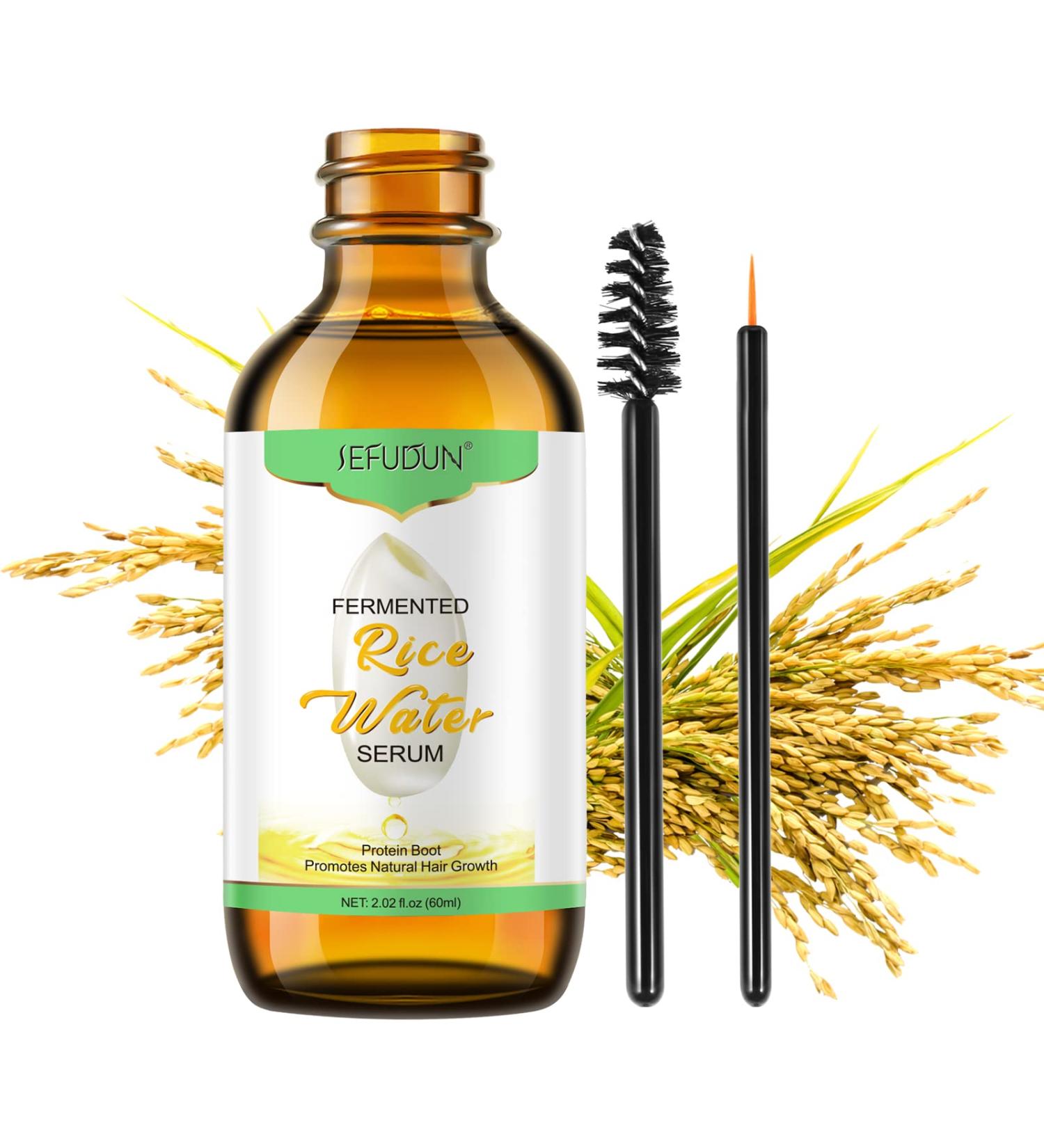 Essential Oil Rice Bran Oil for Hair 2.02fl.oz Pure Rice Bran Oil with Antioxidant Action Beard Eyebrows and Eyelash Growth for Hair Strengthening (Serum-60ml) - Buy Online on GoSupps.com