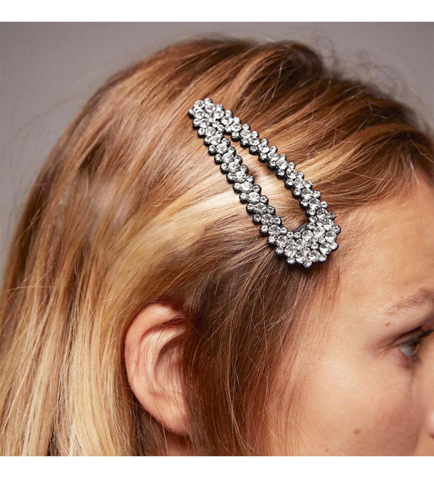 Wendalern Boho Crystal Hair Clips Barrette Rhinestone Snap Hairpin Headpiece Black Geometric Barrette Clips Sparkling Crystal Hair Pins Decorative Hair Accessories for Women and Girls - Buy Online on GoSupps.com