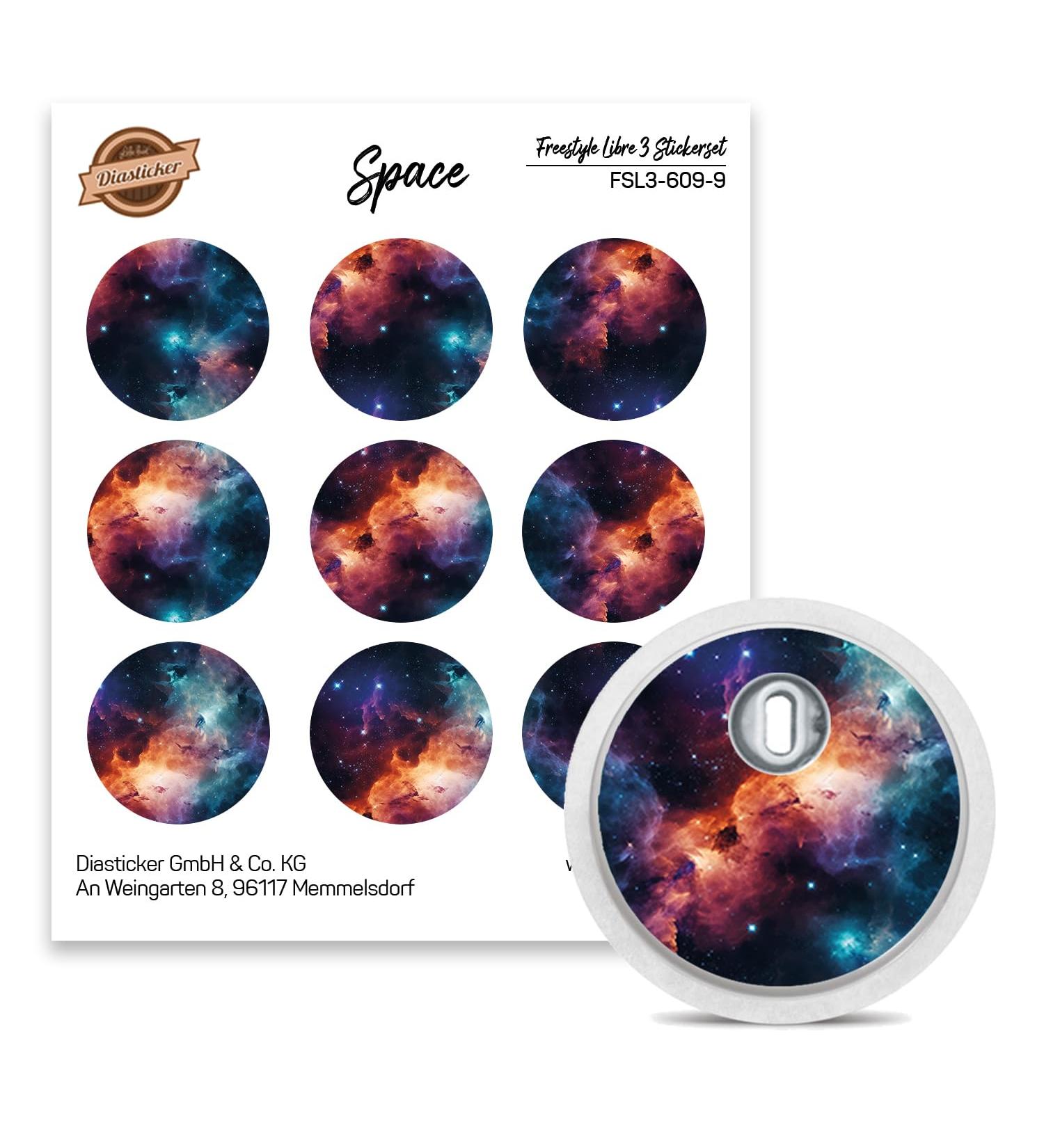 FreeStyle Libre 3 Sensor Sticker - Set of 9 "Space" - Stickers for sensors | Diasticker