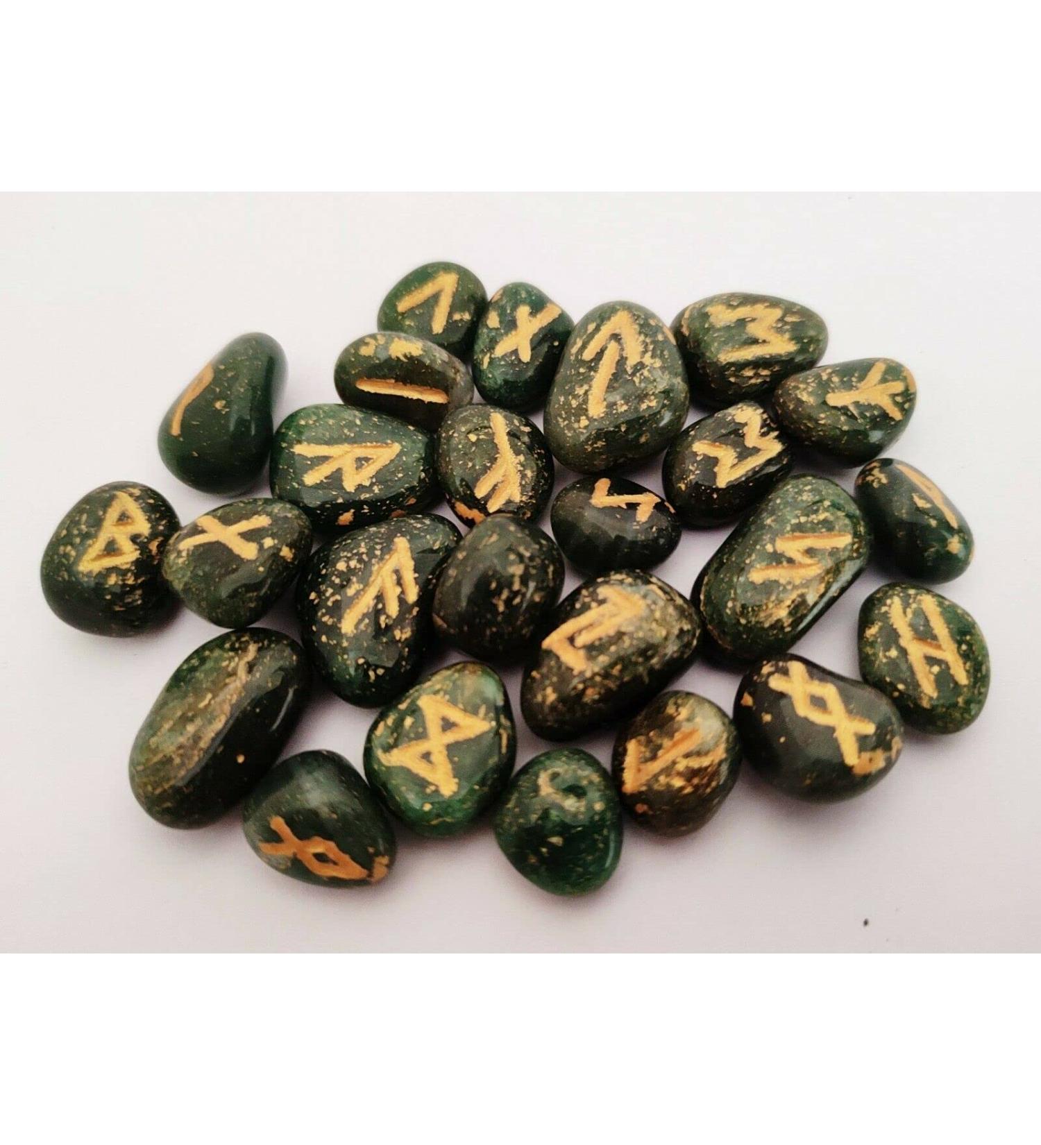 Sharvgun Jade Green Rune Stone Set 25 pi ces avec tableau en bois MDF runique grav lettrage symbolique pa en velours noir/rouge pochette incluse bo te cadeau - Buy Online on GoSupps.com
