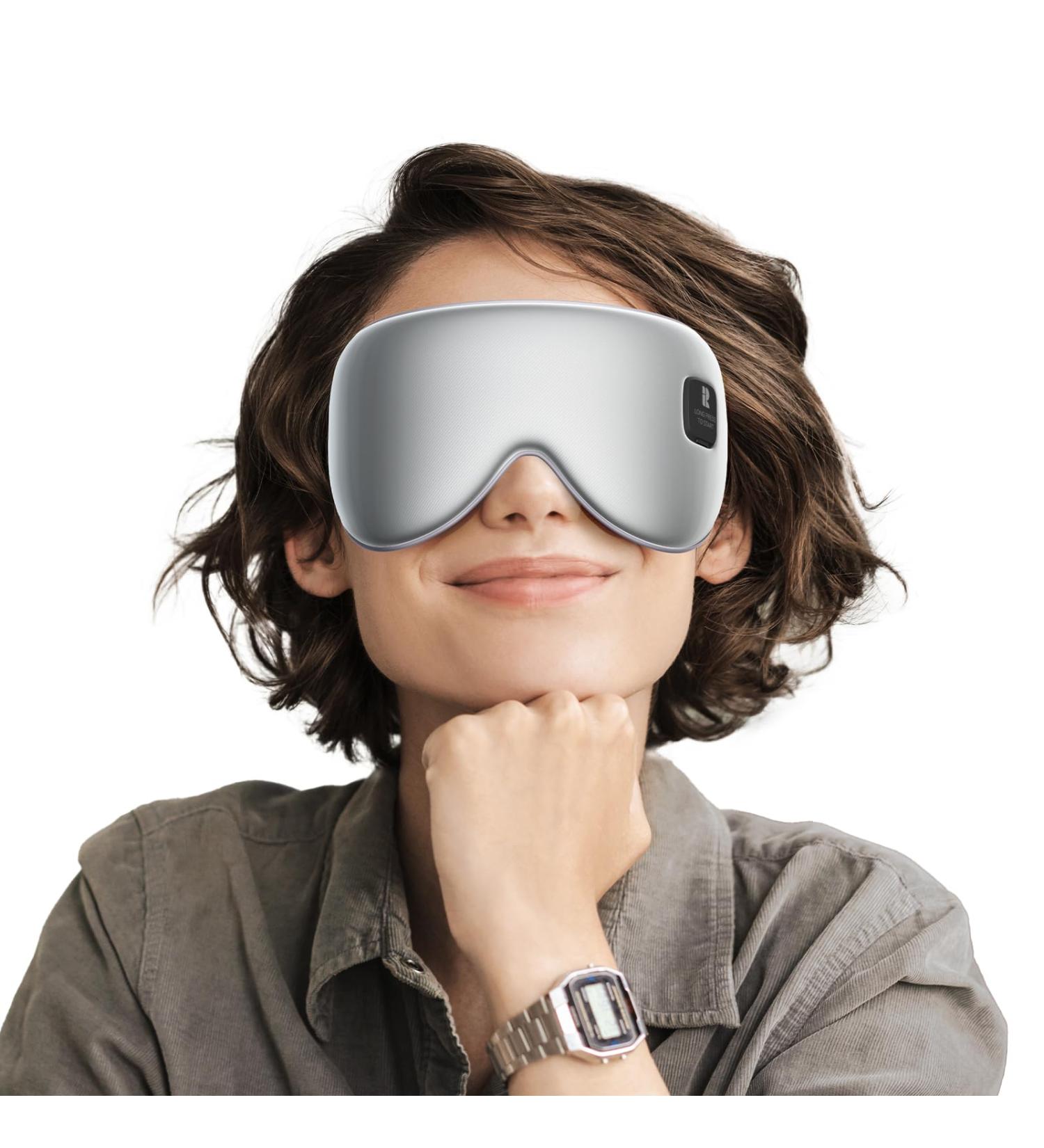 Silk Cordless Heated Eye Mask - Electric Warm Compress for Dry Eyes Stye Relief & Eye Strain | Travel-Friendly Blackout Eye Mask for Men & Women (Silk-Silver - Buy Online on GoSupps.com