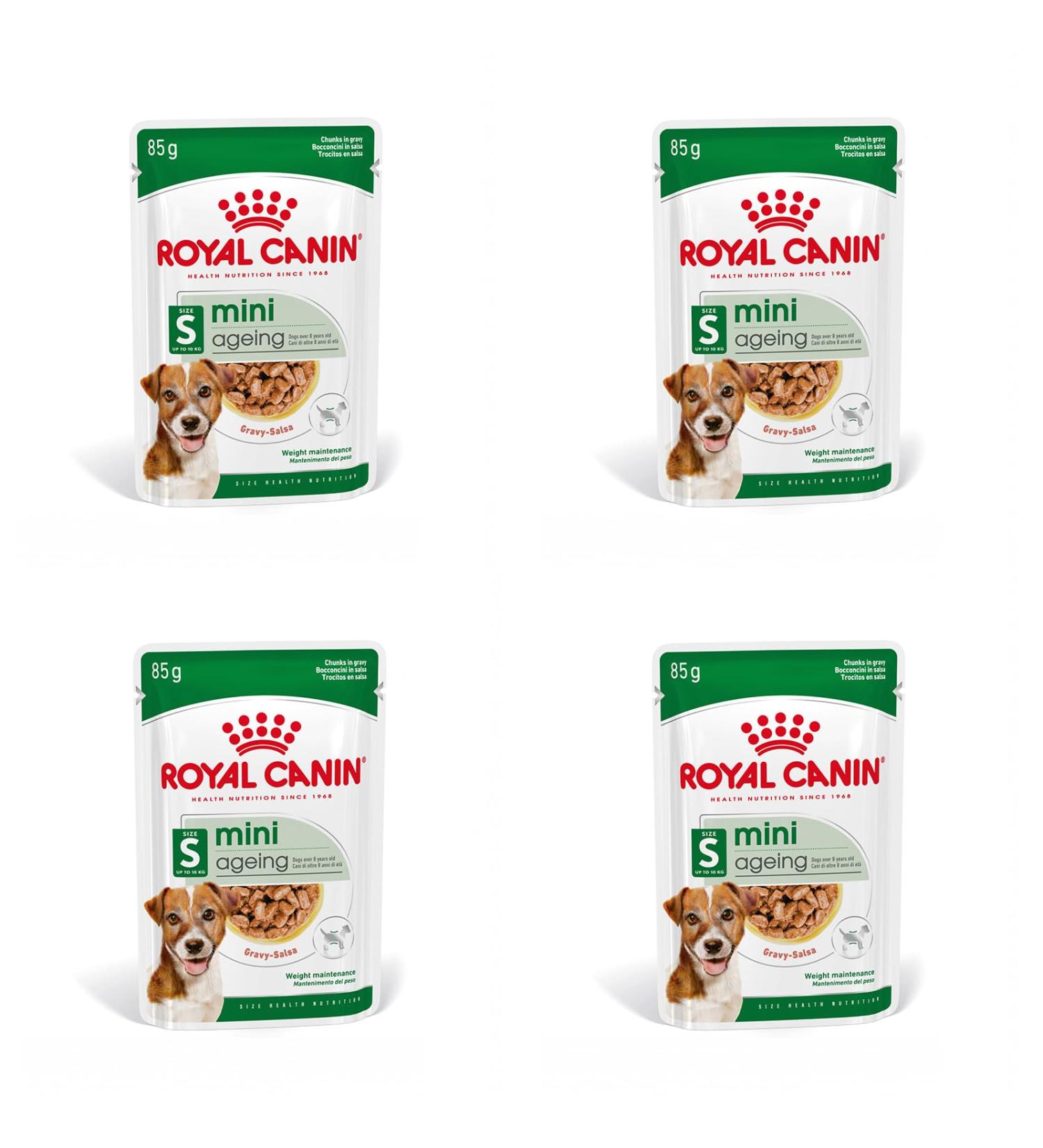 Royal Canin Mini Ageing 12+ Adult Wet Dog Food in Gravy 48 x 85g Pouches - Buy Online on GoSupps.com