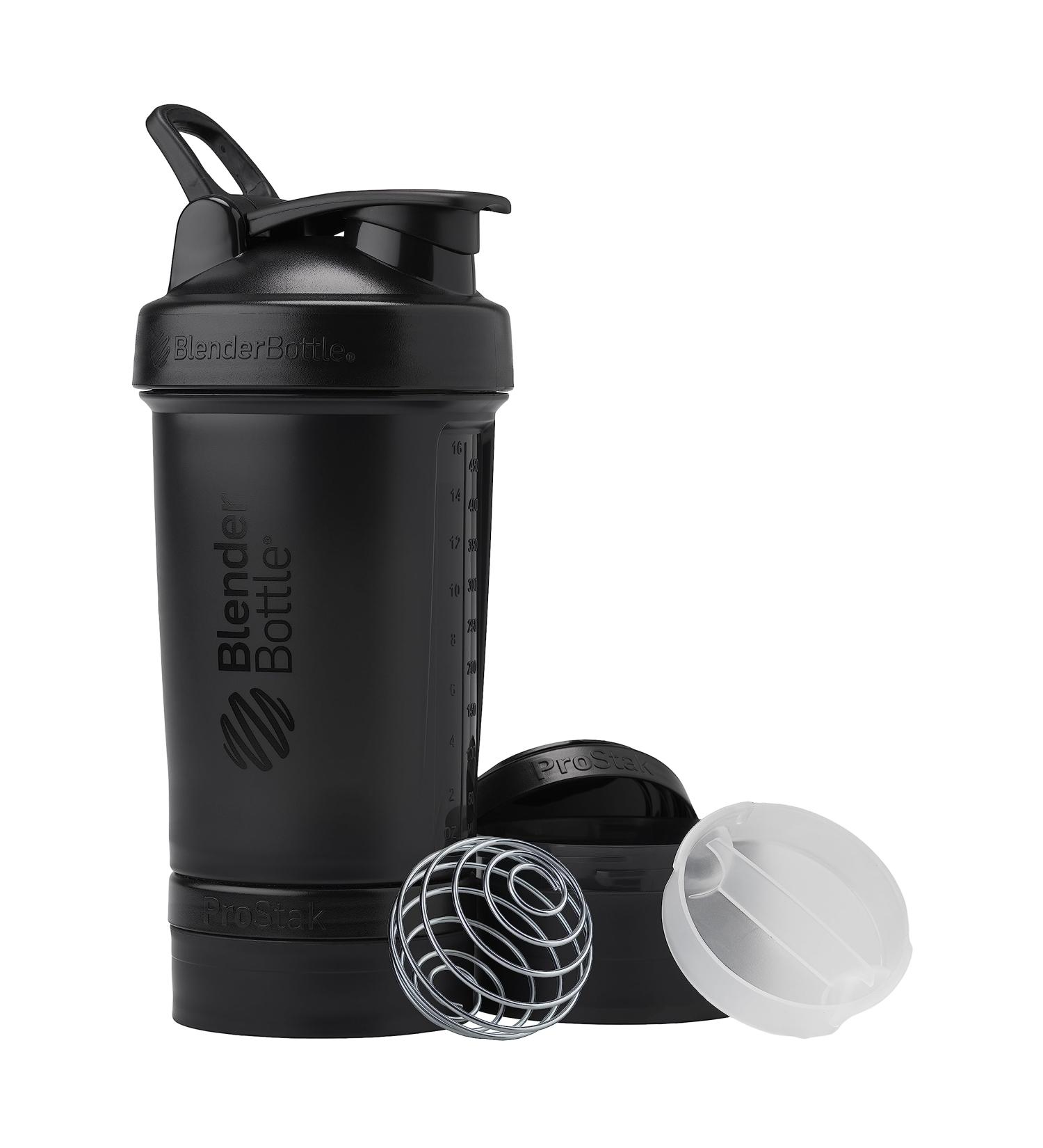 BlenderBottle Prostac Pro - 650ml Shaker Bottle with Tablet Organizer & Protein Powder Storage - Black V2 - Buy Online on GoSupps.com