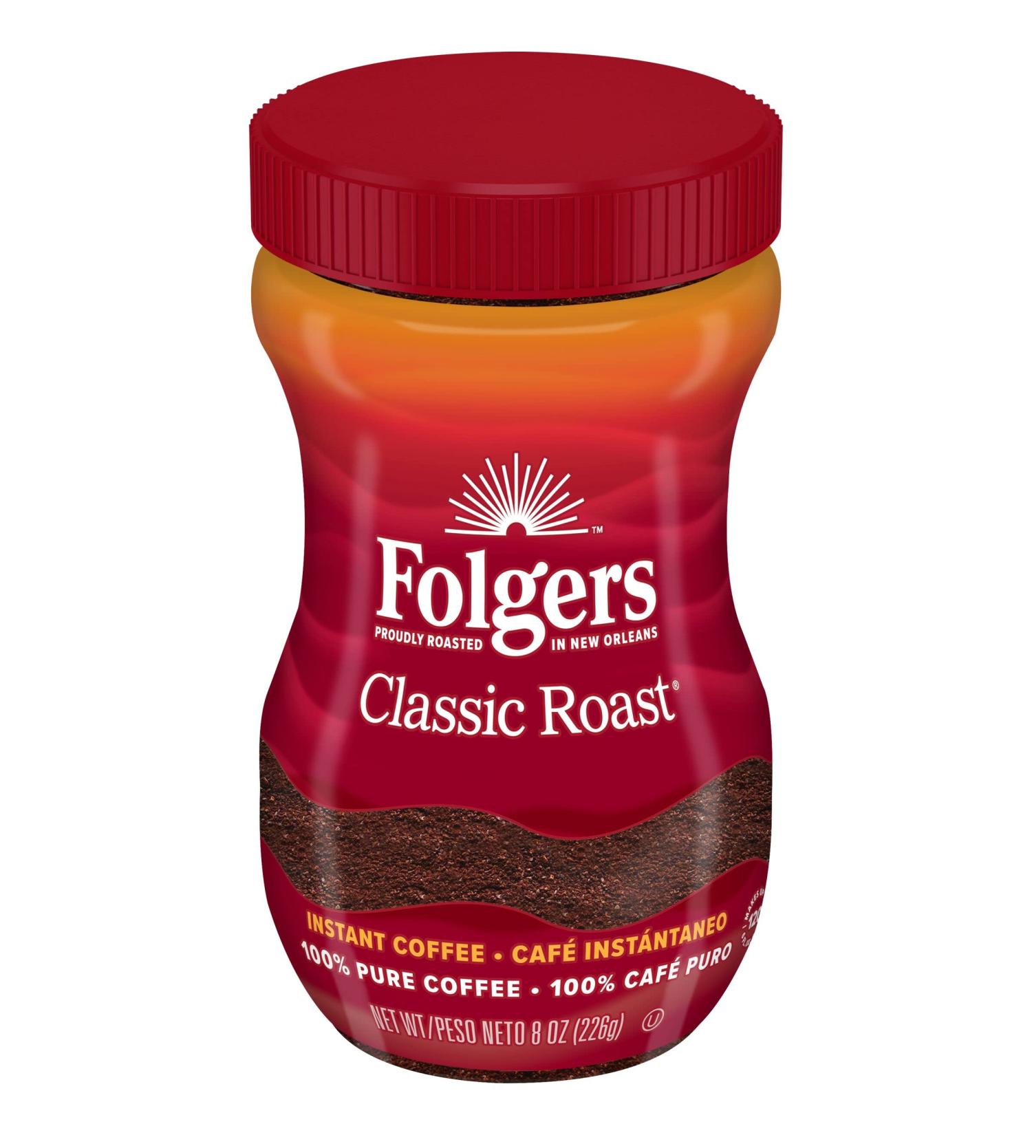 Folgers Classic Roast Instant Coffee Crystals 8 Oz - Buy Online on GoSupps.com
