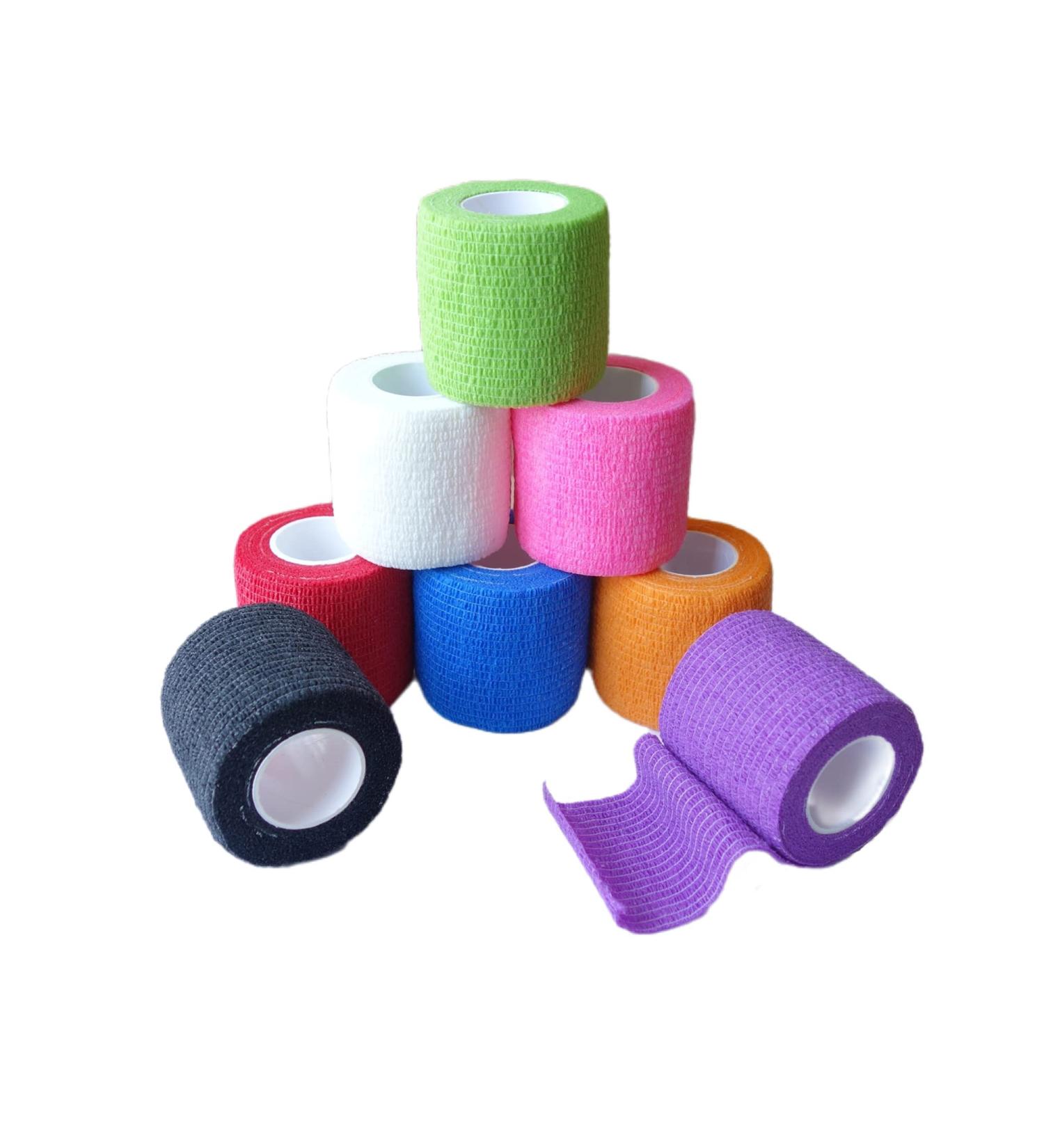 Cohesive Bandage Wrap 2x5 Yards 8 Pack - Self Adherent Vet Tape - Elastic Sports Wrap - Mixed Colors - Buy Online on GoSupps.com