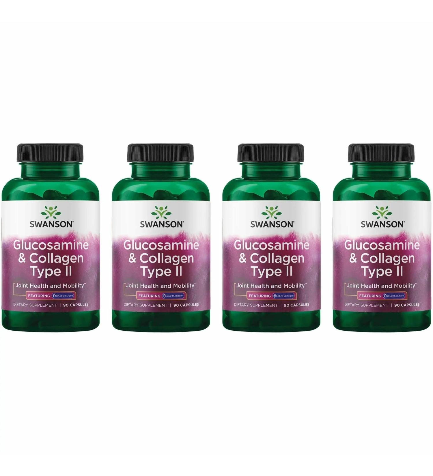 Swanson Glucosamine & Collagen Type II - Featuring BioCell Collagen 90 Capsules (4 Pack) - Buy Online on GoSupps.com