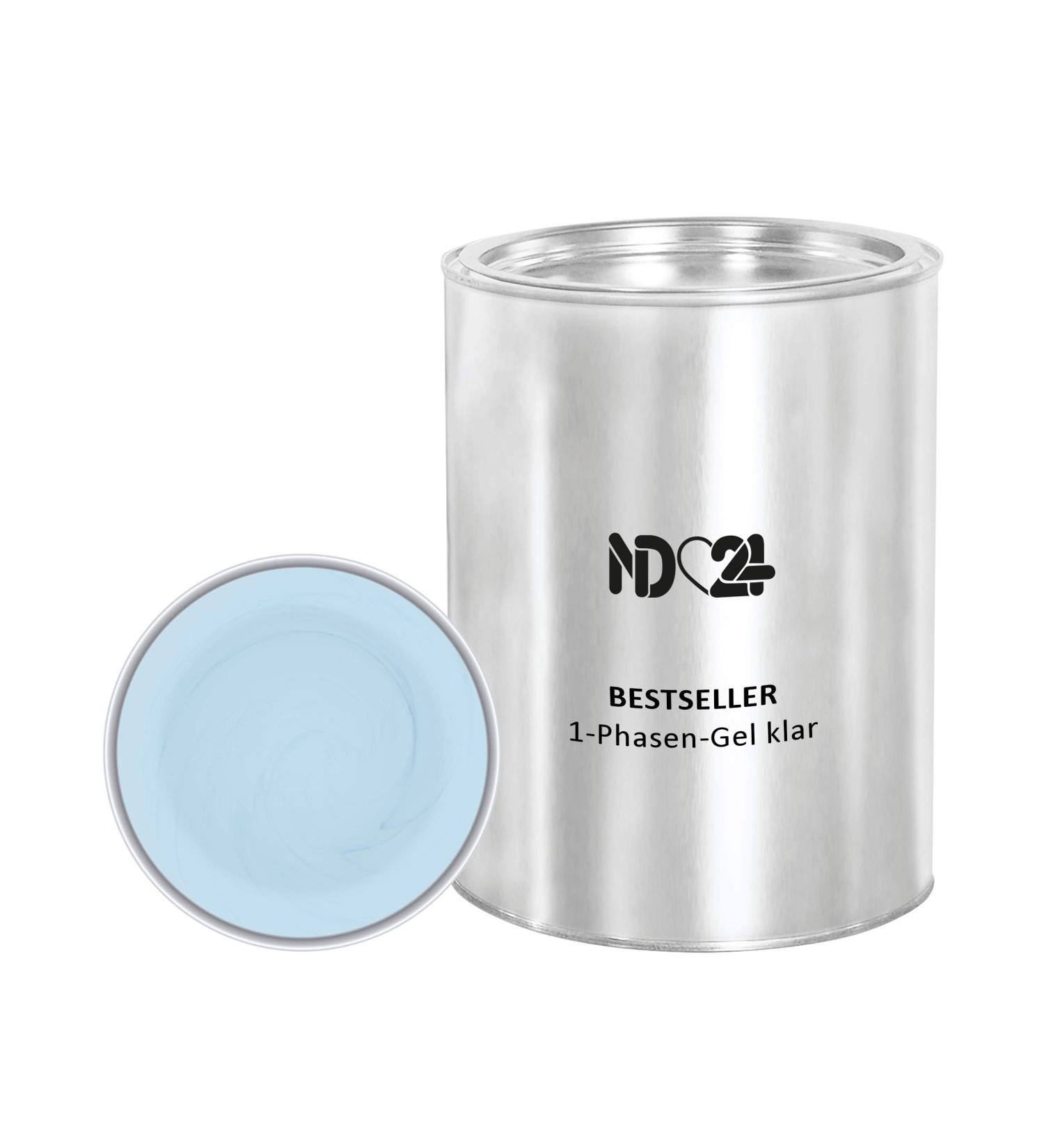 1-Phase Gel Clear Medium Viscosity - 3in1 Easy Allround UV Nail Gel - Made in Germany (1000ml)