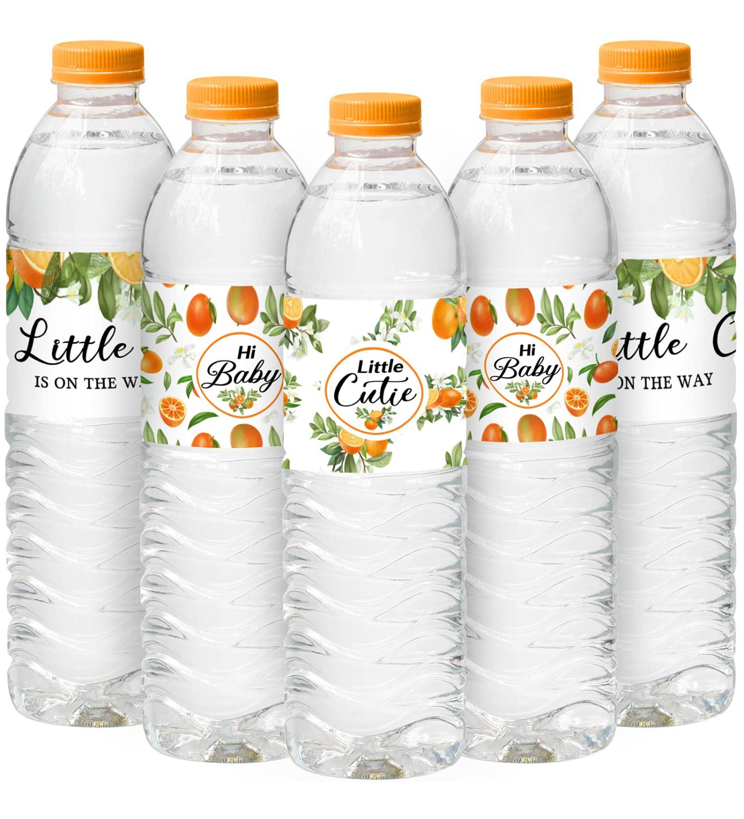 48 Little Cutie Baby Shower Water Bottle Labels - Orange Wrapper Stickers for Boy Girl Baby Shower Decorations - Buy Online on GoSupps.com