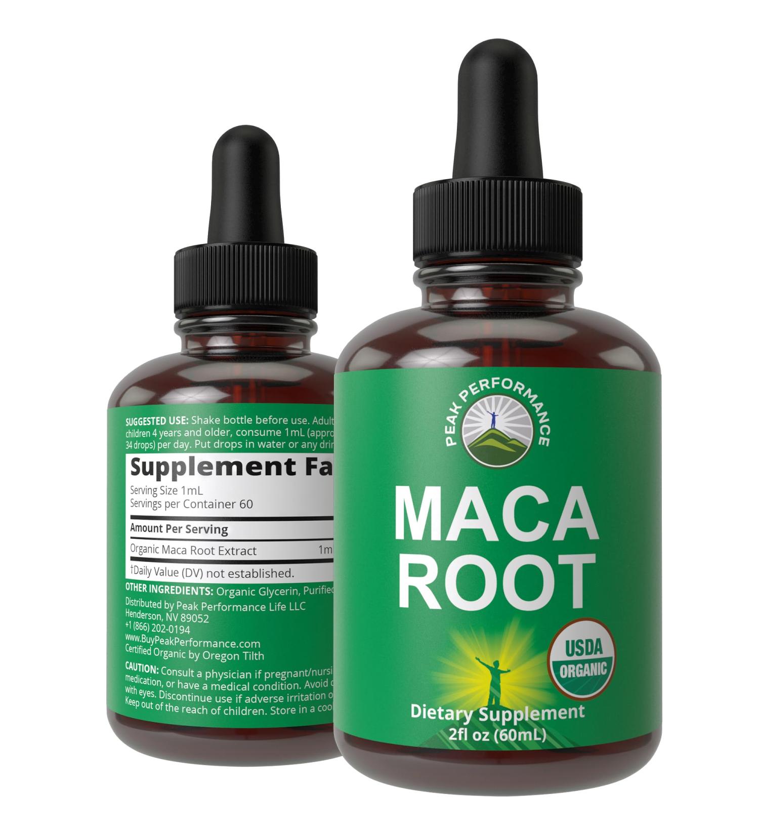 Maca Root Liquid Drops | USDA Organic Vegan Supplement for Energy Endurance & Mood | Zero Sugar Gluten Free High Bioavailability - Buy Online on GoSupps.com