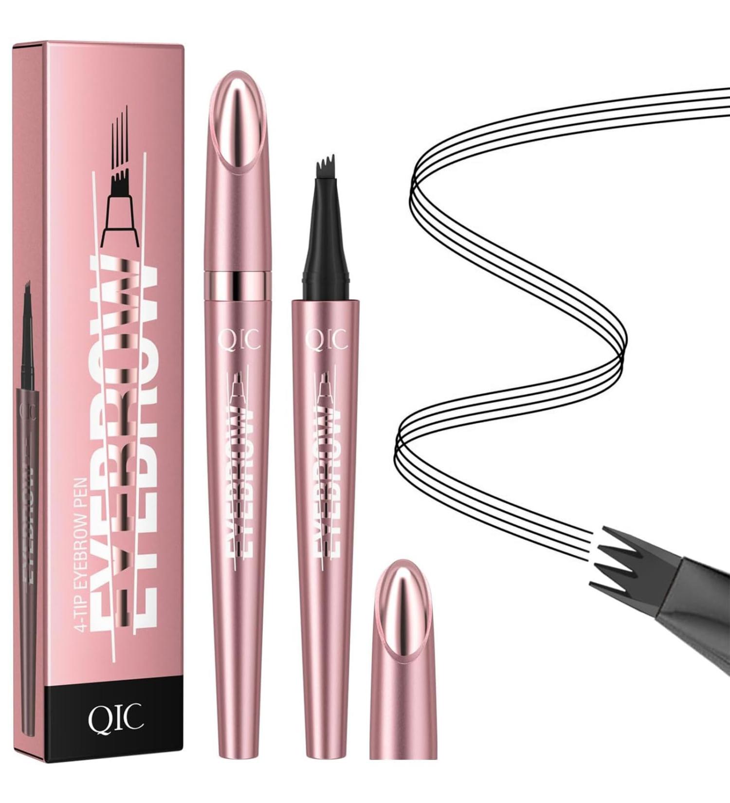 Fogrime Four-Head Split Liquid Eyebrow Pencil - Waterproof Long-Lasting Smudge-Proof - Ideal for Makeup Beginners - Convenient and Natural-Looking - 4 Colors Available (Black) - Buy Online on GoSupps.com