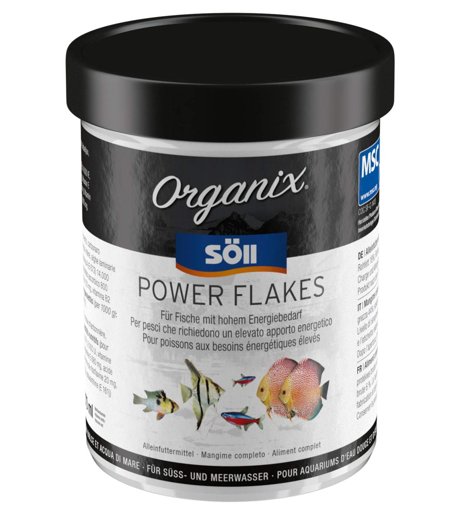 S ll Organix Power Flakes - Premium Fish Feed for Healthy Energetic Aquarium Fish | Protein-Rich & Vitamin-Enriched (270 ml) - International Shipping Available - Buy Online on GoSupps.com
