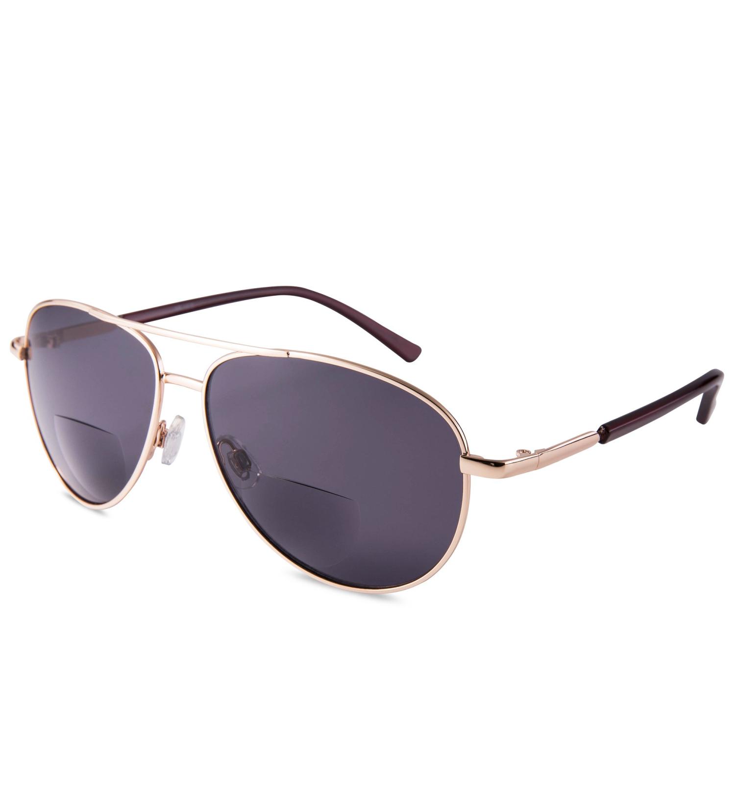 EYEGUARD Unisex Classic Bifocal Sunglasses - UV400 Outdoor Reading Glasses for Men & Women - Gold 2.0x - Buy Online on GoSupps.com