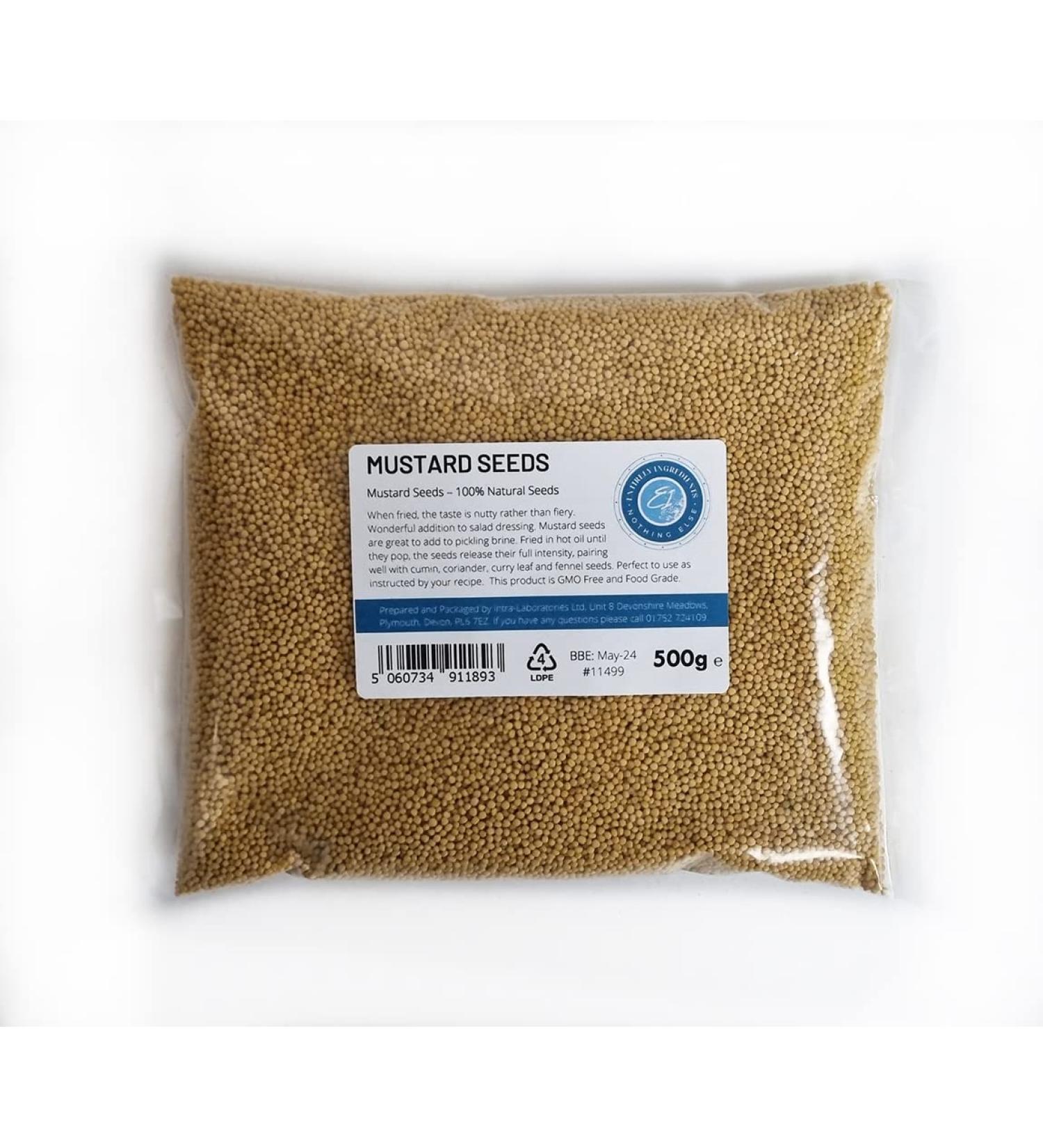 Entirely Ingredients Yellow whole mustard seeds 500g - Selected for Premium Quality - Premium Food Grade - Buy Online on GoSupps.com