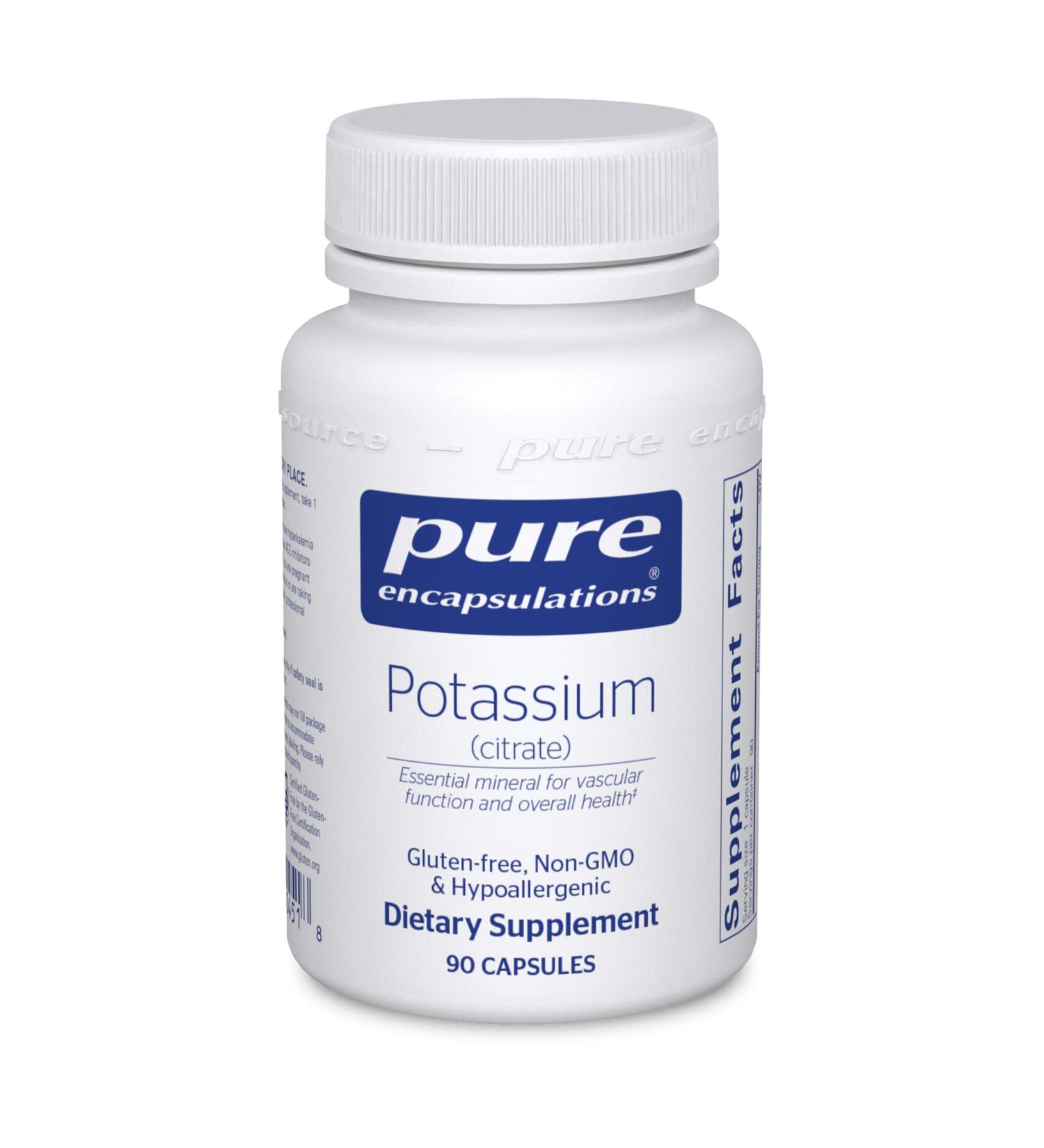 Pure Encapsulations Potassium Citrate | Electrolyte Supplement for Nerve, Muscle, Adrenals, Hormones, Heart Health & Energy | 90 Capsules - Buy Online on GoSupps.com