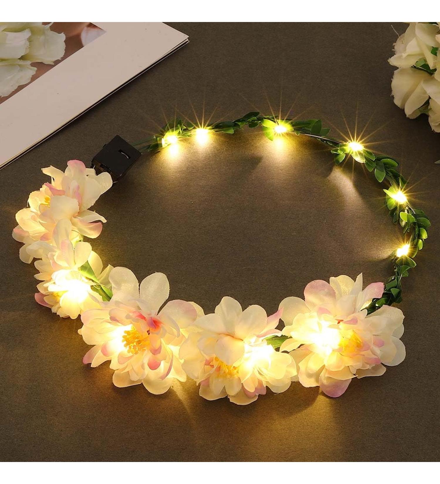 Zoestar LED Flower Crown Headband Light Up Hair Wreath Headbands Bridal Floral Headpiece Festival Garland Headdress for Women and Girls - Buy Online on GoSupps.com