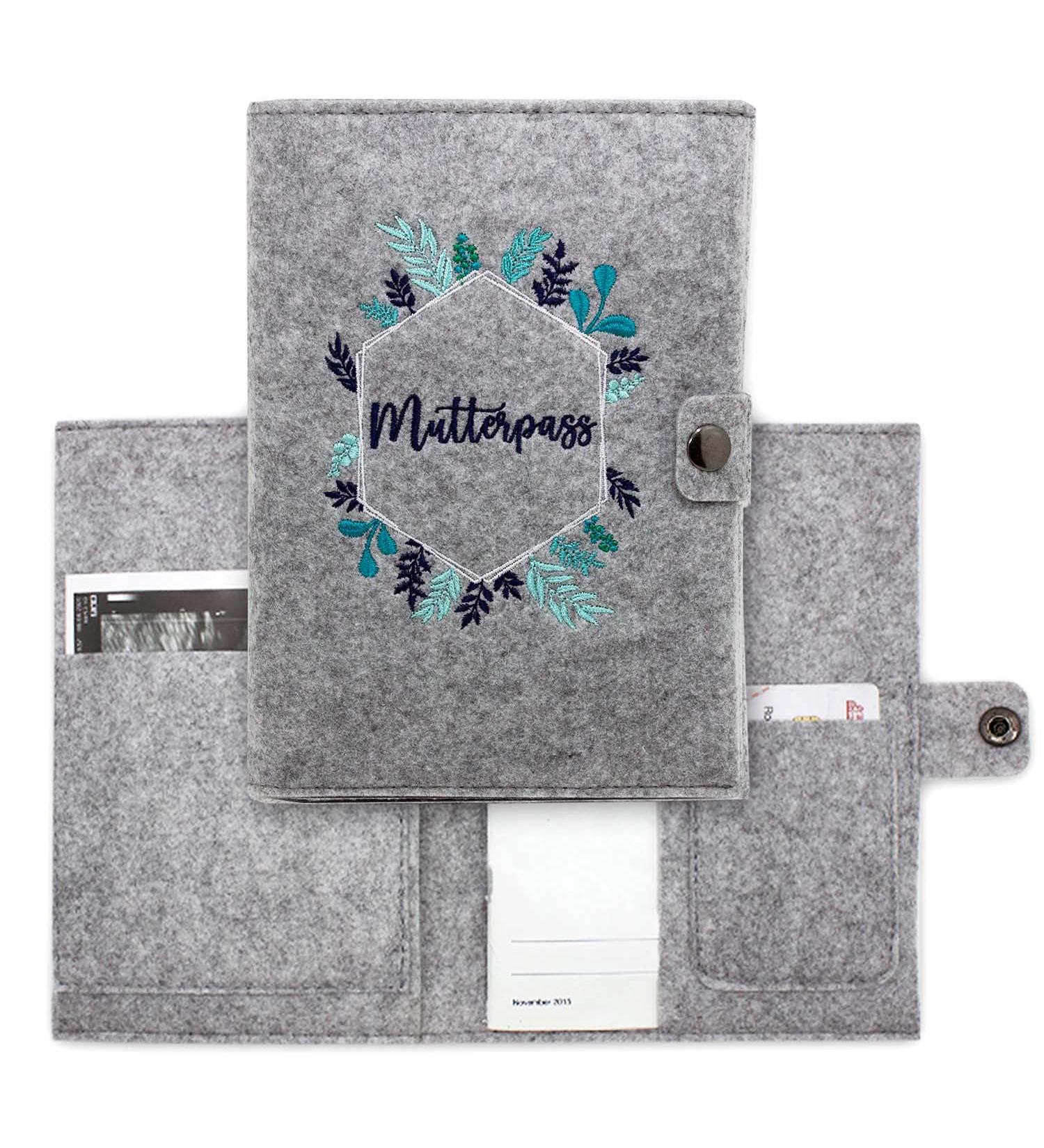 Cozy Raccoon Mutterpass Cover - Hexagon Eucalyptus Felt | Made in Germany | Personal Gift for Pregnant Mothers | Indoor Pockets for Insurance & Ultrasound Images - Buy Online on GoSupps.com