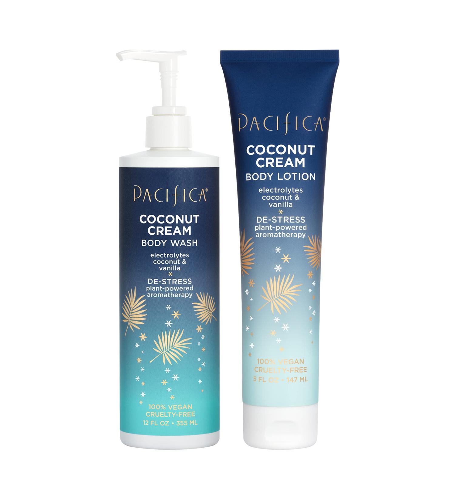 Pacifica Beauty Coconut Cream Body Wash & Lotion - Hydrating Antioxidants and Hyaluronic Acid for Soft, Smooth Skin. Vegan & Cruelty-Free with De-stressing Aromatherapy - Buy Online on GoSupps.com