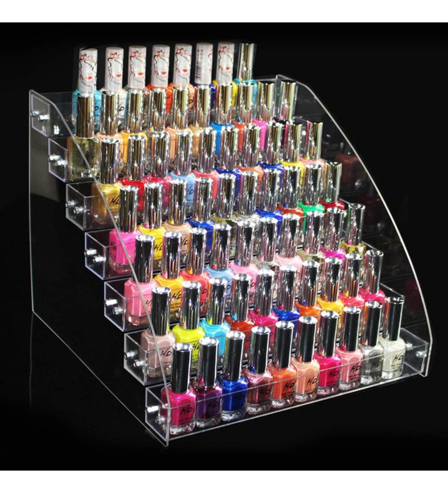Dioche 7 Tiers Nail Polish Organizer | Transparent Makeup Display Stand for Perfect Nail Polish Storage - Buy Online on GoSupps.com