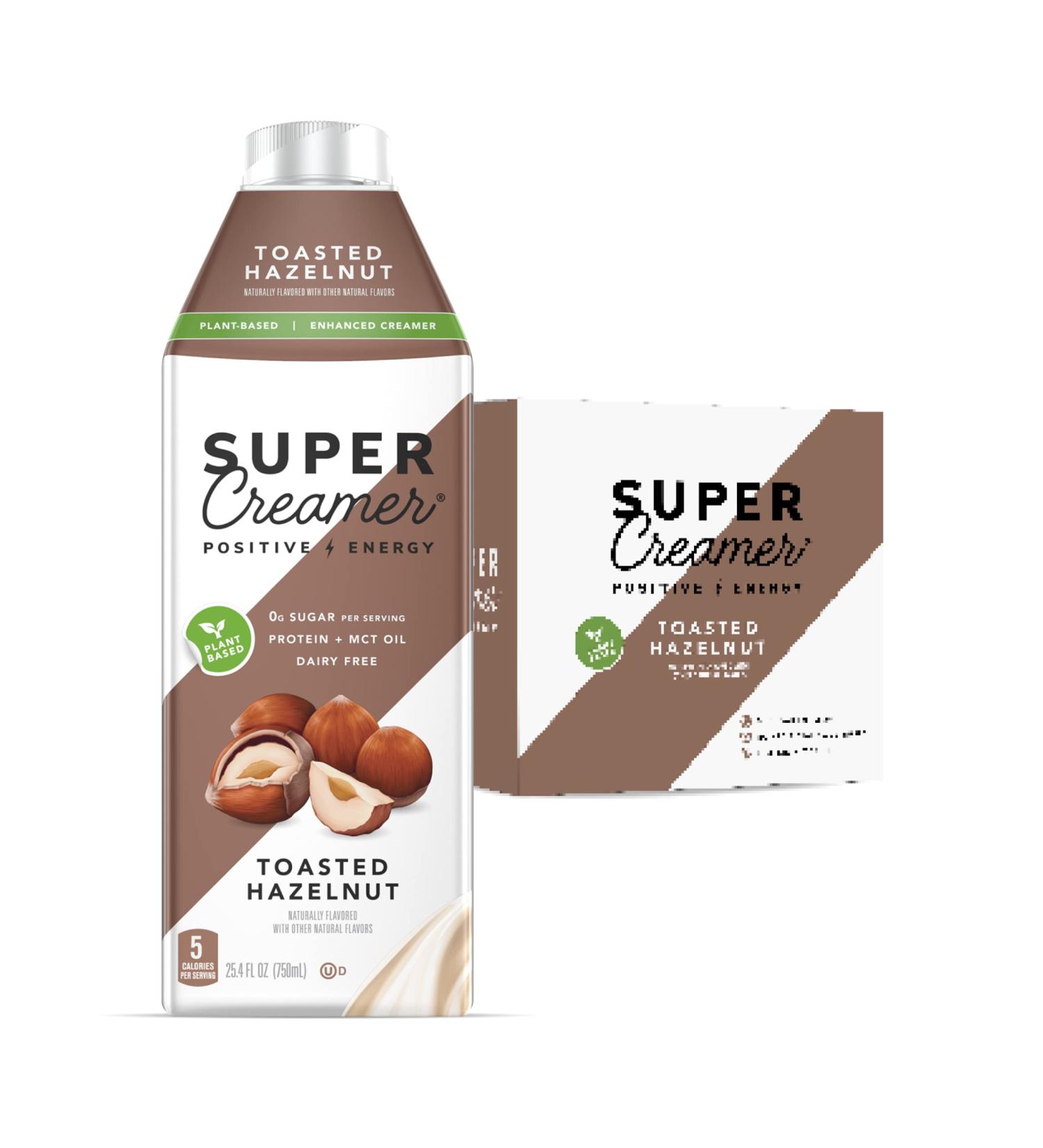 Super Coffee Keto Plant Based Coffee Creamer - 0g Sugar, 1g Protein, 5 Calories - Toasted Hazelnut Flavor - 25.4 Fl Oz (Pack of 3) - Buy Online on GoSupps.com