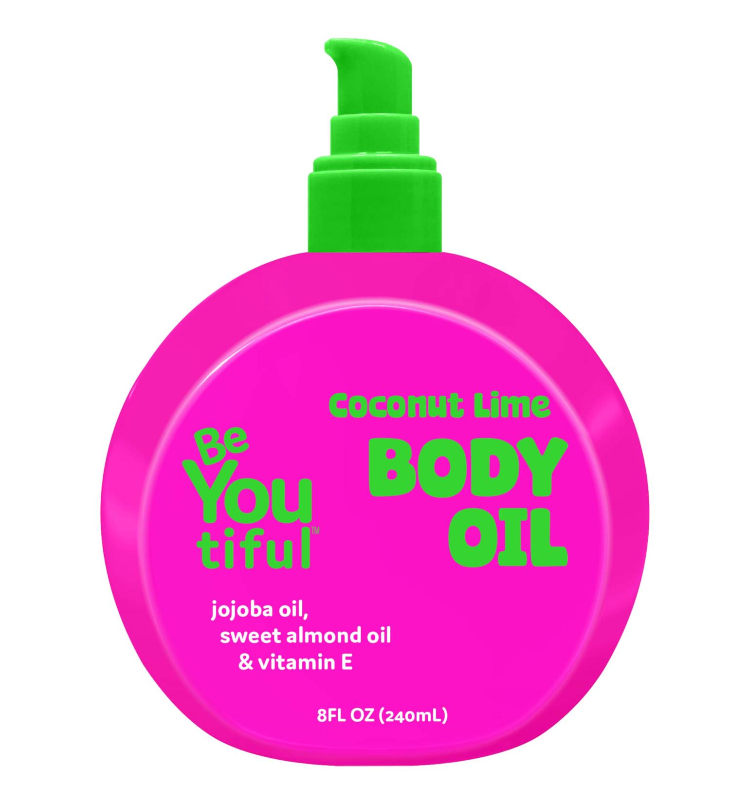 BeYoutiful Coconut Lime Body Oil for Kids & Teens Valentines Gifts for Teen Girls Hydrating Glow Oil for All Day Moisture with Jojoba & Sweet Almond Soft Smooth Skin 8 oz - Buy Online on GoSupps.com