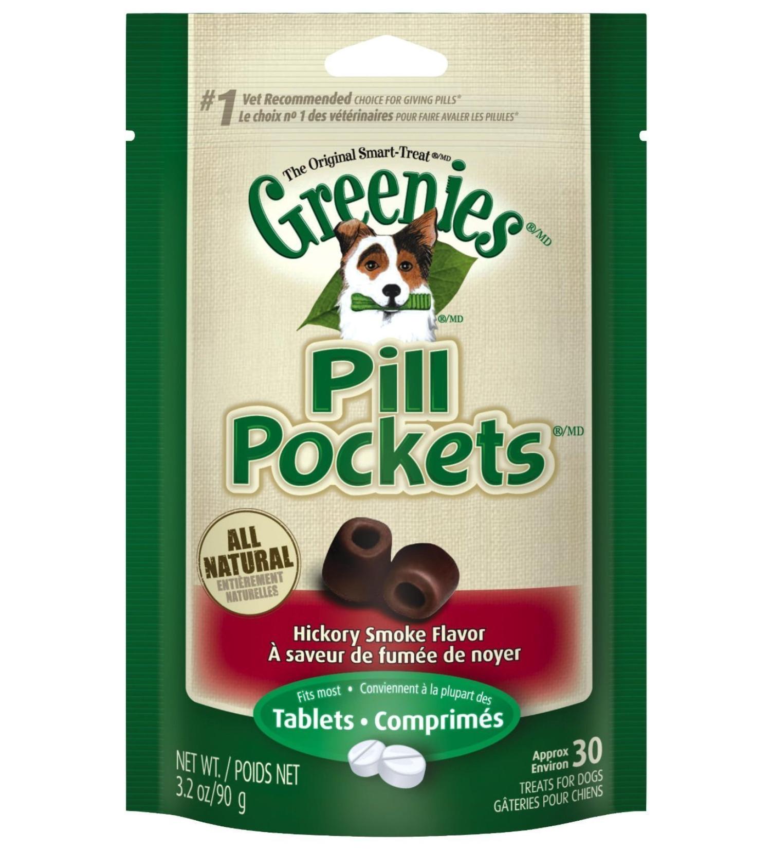 Greenies hickory smoke flavor pill pocket treats for dogs 30 count per pack 2 pack (60 count total) - Buy Online on GoSupps.com