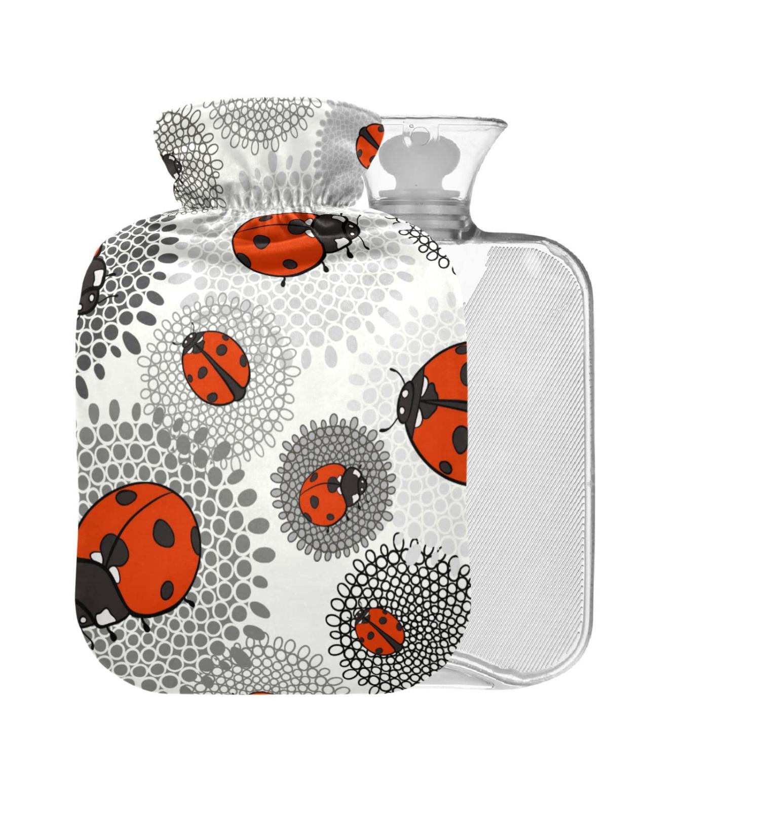 Ladybug Hot Water Bottle with Cover - 2L BPA Free Floral Design for Pain Relief & Cramps - Buy Online on GoSupps.com