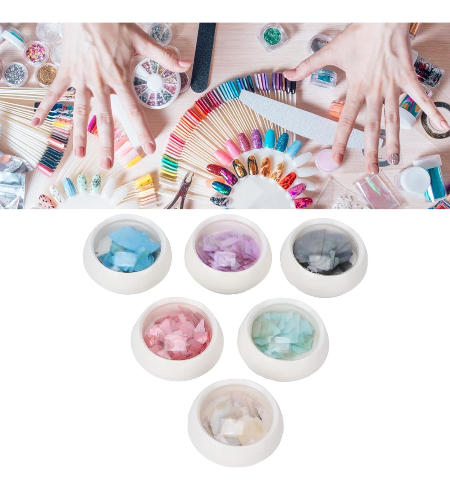 6 Boxes Irregular Seashell Slices Nail Art Glitter Sequins Seashell Nail Glitter Sequins 3D Nail Art Crushed Sea Shell 3D Laser Nail Flakes Irregular Iride - Buy Online on GoSupps.com