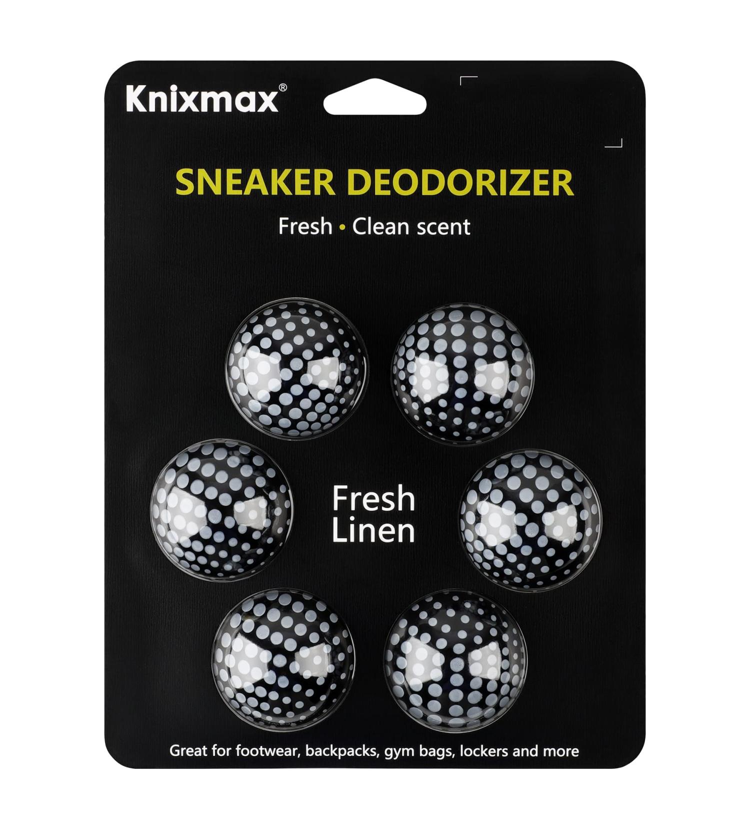 Knixmax Shoe Deodorant Balls Air Fresheners Odour Eliminator for Footwear Backpacks Gym Bag Lockers - Fresh Linen/Cologne Scent Fresh Linen / Black Matrix - Buy Online on GoSupps.com