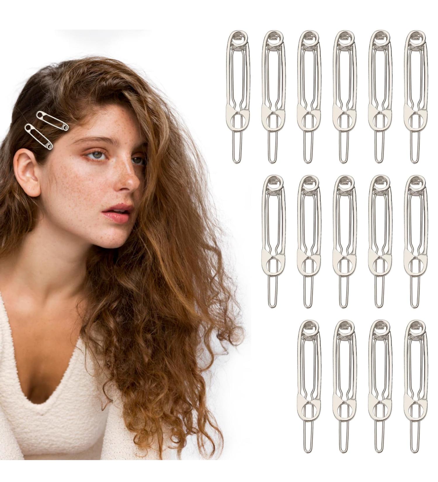 NICENEEDED Hair Pins Hair Clips Alloy Safety Pin Shape Hairpin Barrettes Metal Vintage Charms Hip Hop Jewelry Hair Accessories 90s Aesthetic Gifts Snap Clip Silver Hairdressing Tool for Women Girls - Buy Online on GoSupps.com