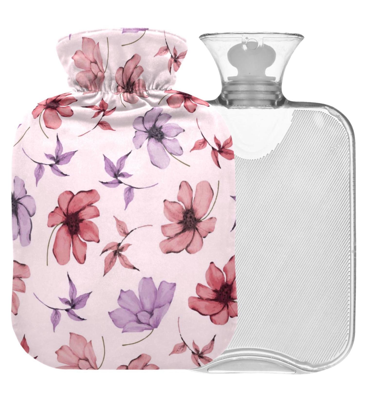 Buy Naanle 1L Hot Water Bottle with Flower Motif - Transparent Ideal for Bed Hands Feet Warmer & Pain Relief - International Shipping Available - Buy Online on GoSupps.com