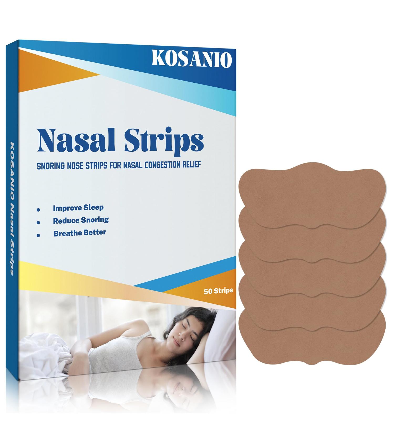 KOSANIO Nasal Strips 50 Count - Effective Snoring Relief & Nasal Congestion. Improve Sleep & Breathe Better with Extra Strength Nasal Strips - Buy Online on GoSupps.com