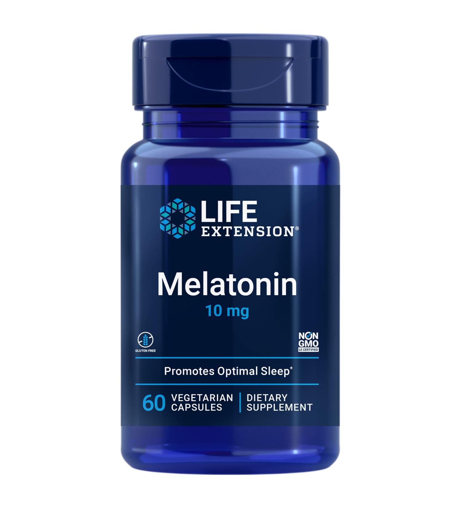 Life Extension Melatonin 10mg - 60 Vegetarian Capsules for Sleep Support - Buy Online on GoSupps.com