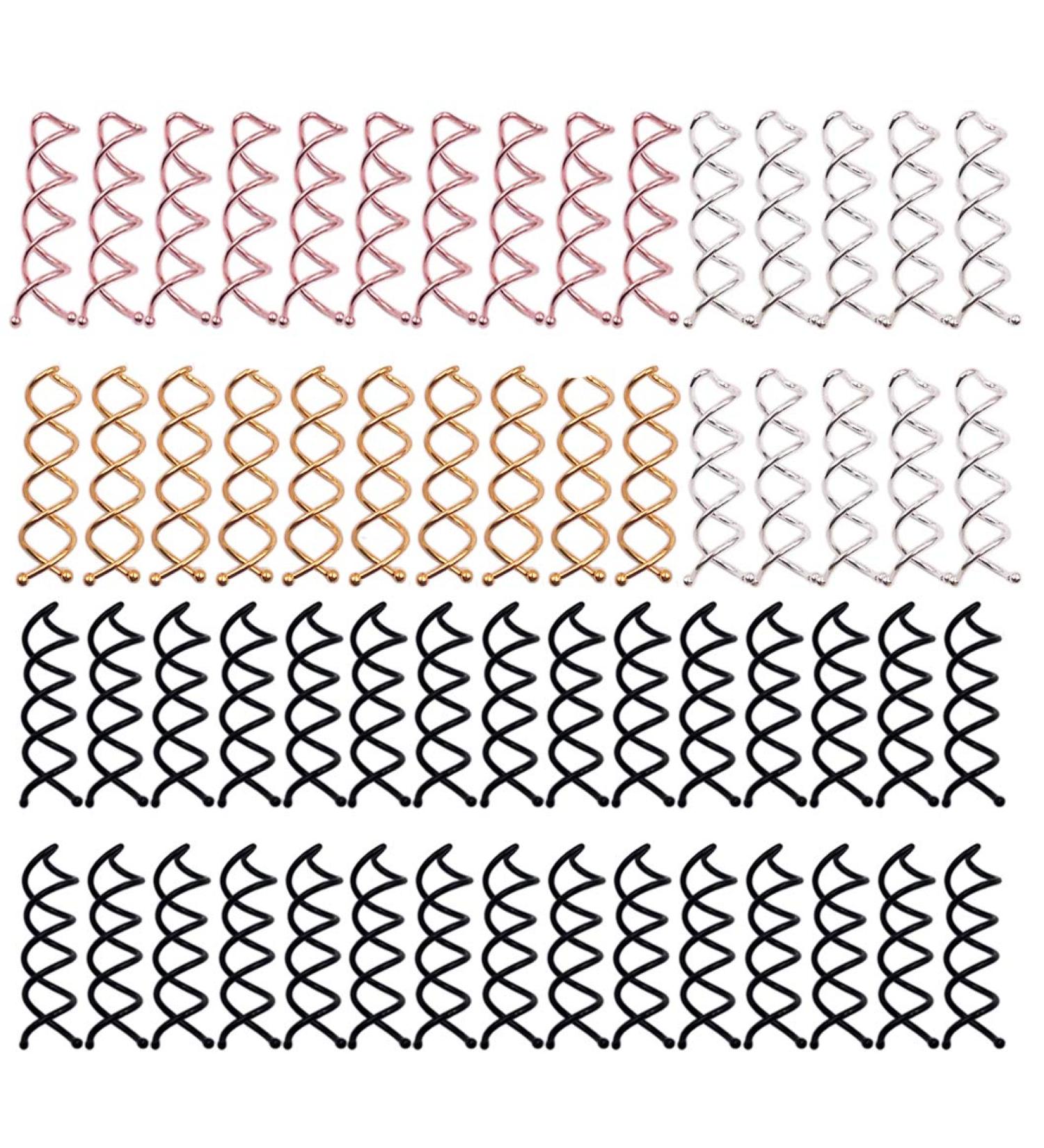 Spiral Hair Pin Set - 60 Pack Non-Scratch Bobby Hair Pins in Black, Silver, Gold, Rose Gold - Twist Screw Design for Easy Styling - Pack of 1 - Buy Online on GoSupps.com