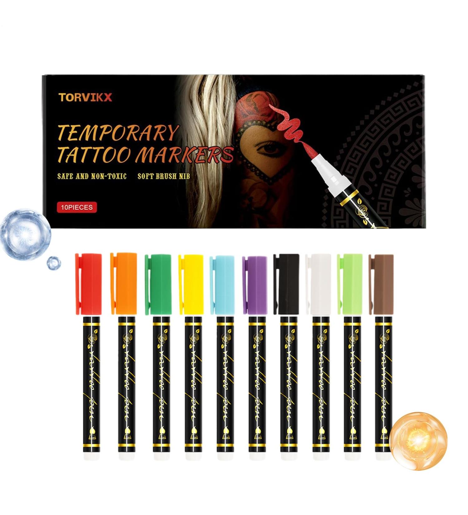  Sionhiuo Skin Painting Pencils 10 Colors Skin Friendly Long Lasting Fine Point Skin Pencils for Birthday Cosplay Festival Makeup Party - Buy Online on GoSupps.com
