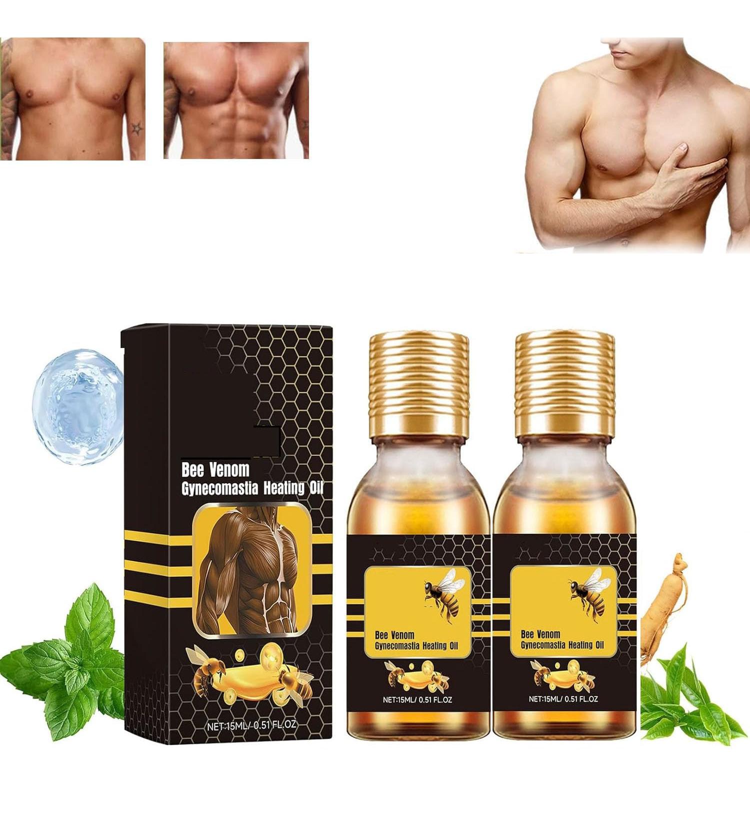 MenTherm Bee Venom Gynecomastia Heating Oil & Gel - Tightening Solution for Chest Muscles (2 Pcs) | Worldwide Shipping - Buy Online on GoSupps.com