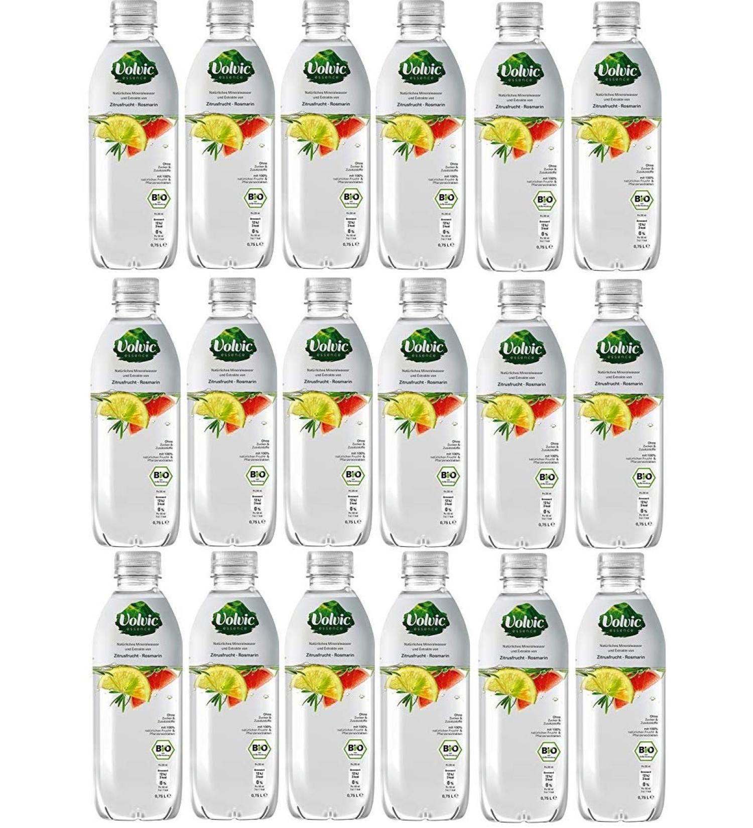Volvic Essence ORGANIC Lemon Grapefruit Rosemary 18 x 750ml inc. DISPOSABLE deposit