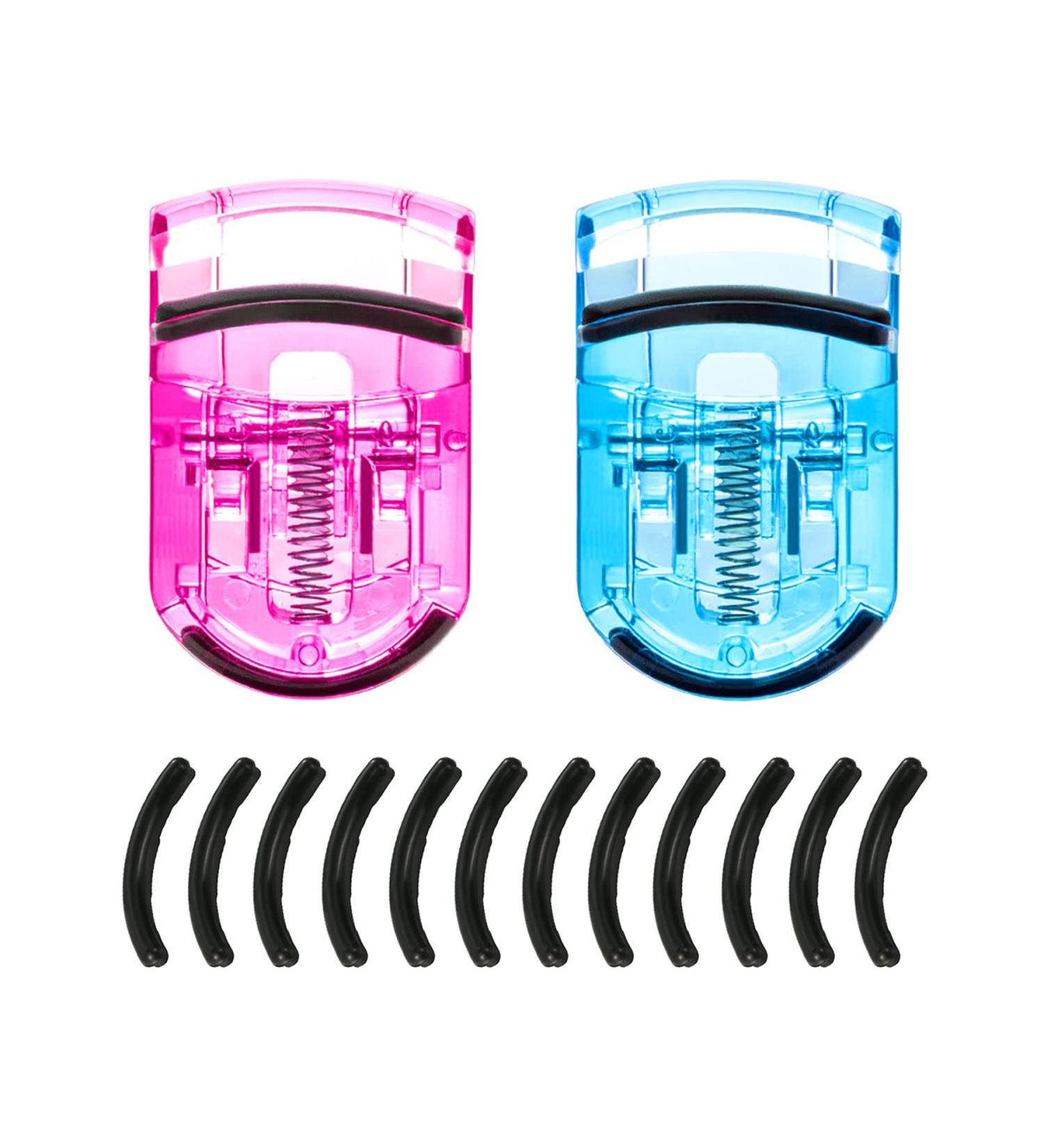 Vtrem Travel Eyelash Curler Set - 2PCS with 12 Soft Silicone Pads | Perfect Eye Makeup Tool for On-The-Go | Purple & Blue - Buy Online on GoSupps.com