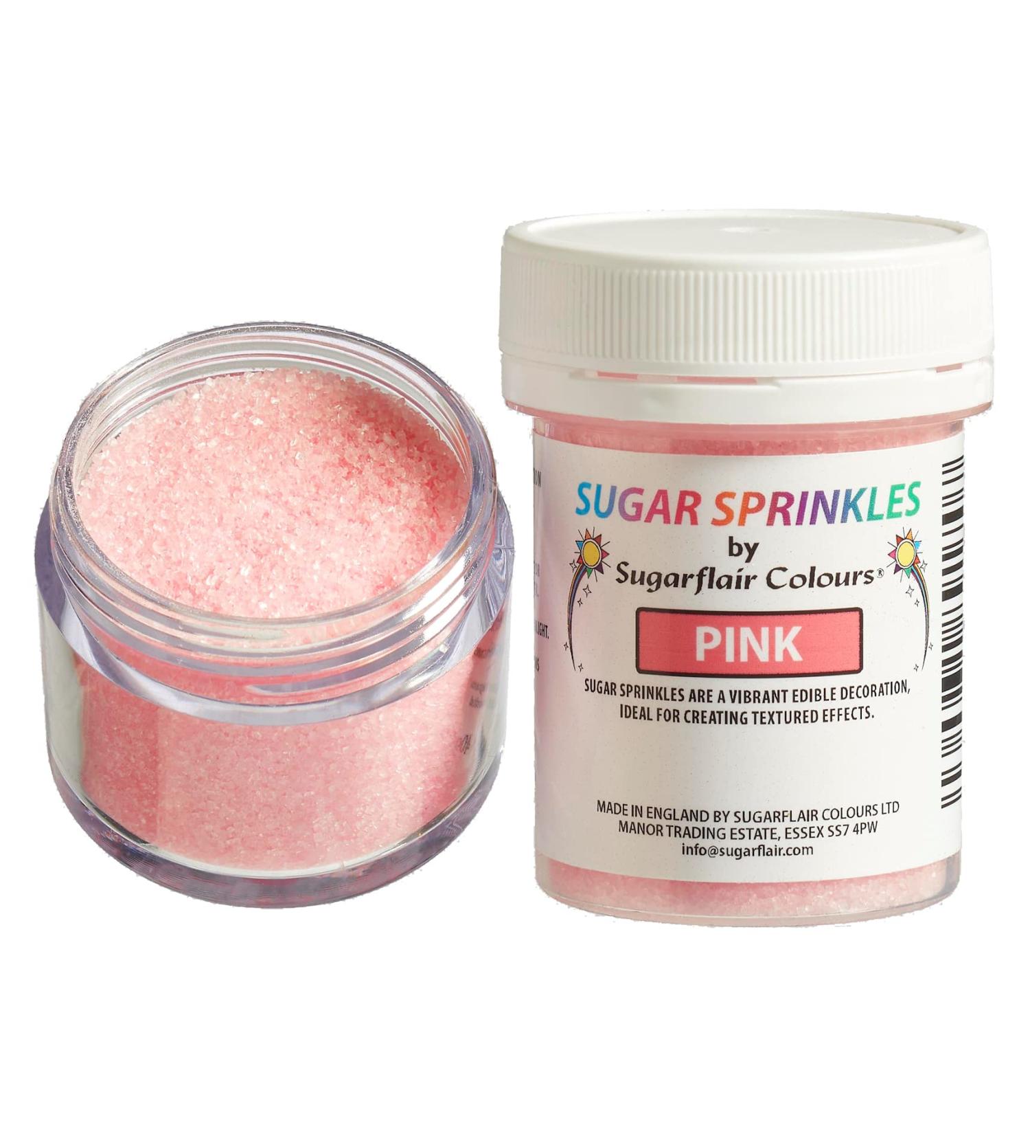 Sugarflair Pink Edible Glitter Sugar Sprinkles - for Cake Decorating Sprinkle on Cakes Cupcakes and Treats - 40g