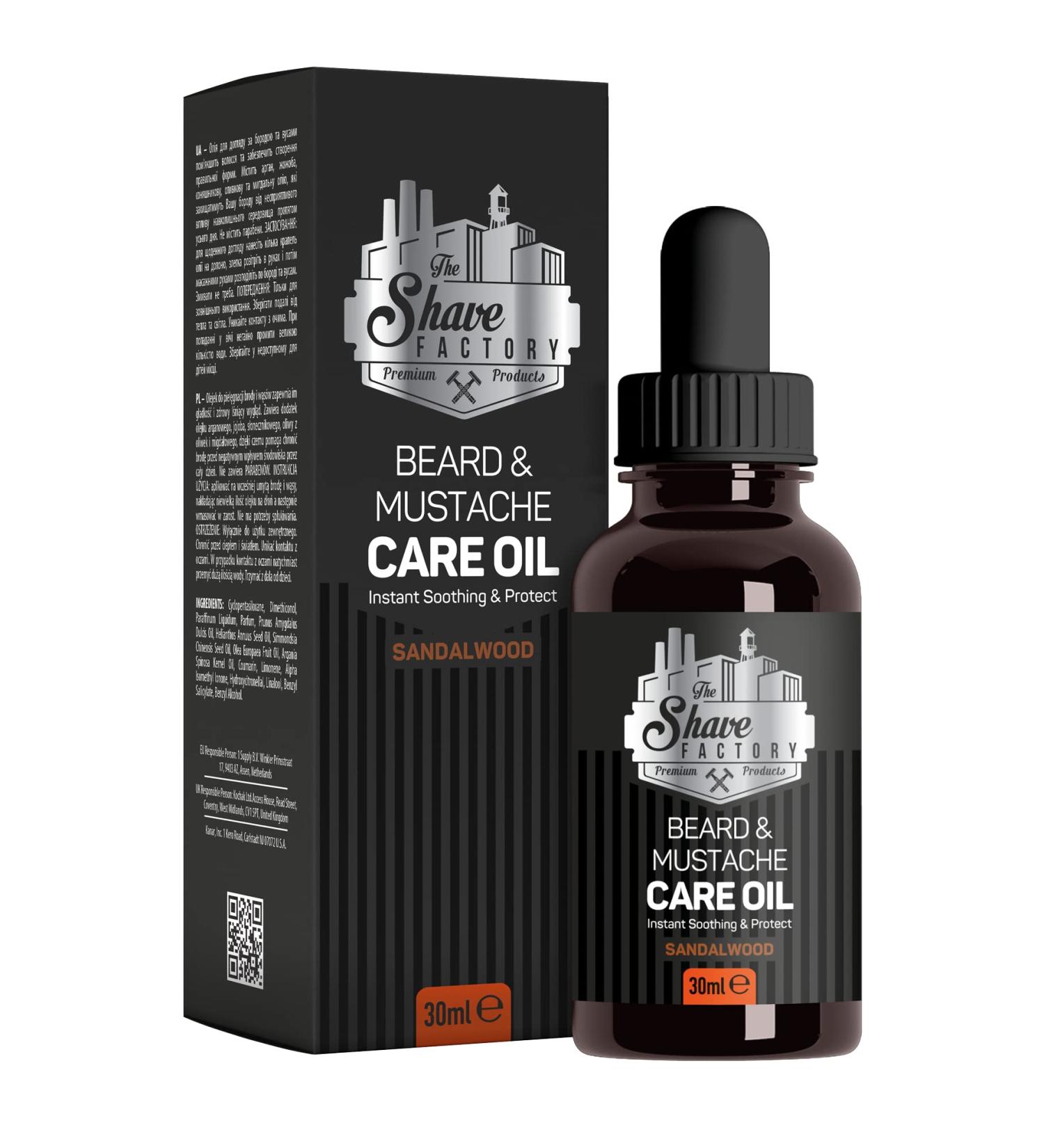 Shave Factory Sandalwood Beard & Mustache Care Oil - 30ml | Professional Grooming Essential for Barbers & Enthusiasts - Buy Online on GoSupps.com