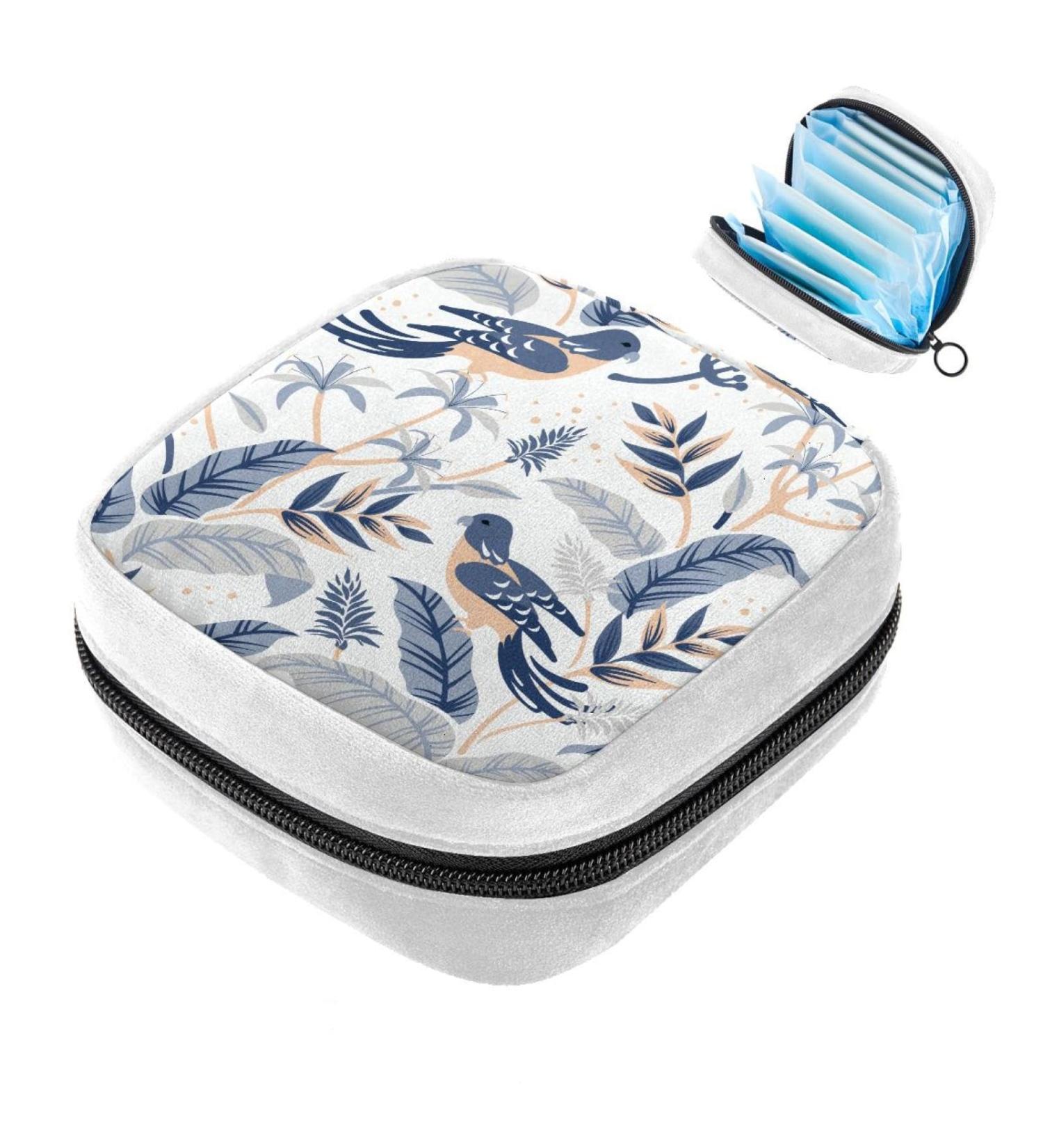 GIAPB Sanitary Napkin Storage Bag | Period Tampon Makeup Pad Pouch | Bird and Leaves Design - Buy Online on GoSupps.com