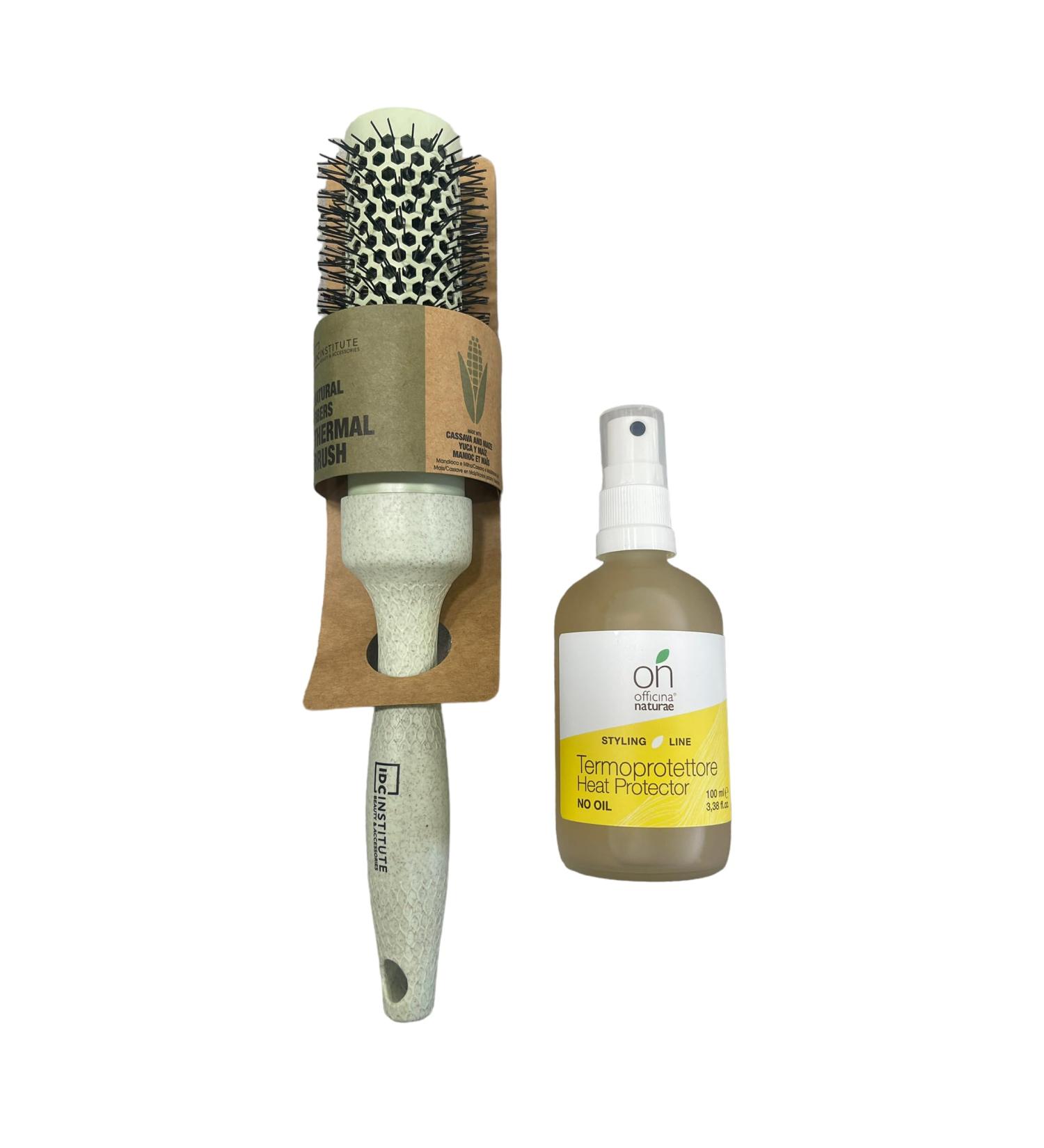 Set Officina Naturae Thermoprotector No Oil protects moisturizes 100 ml + IDC INSTITUTE Eco Bio Thermal Brush Green 100% biodegradable - Buy Online on GoSupps.com