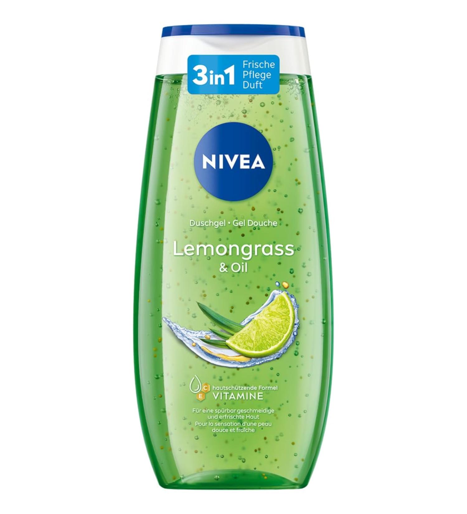 Nivea Lemongrass & Oil Shower Gel 250ml - pH-Skin-Neutral Nourishing Formula with Invigorating Lemon Fragrance - Pampering Shower Experience - Buy Online on GoSupps.com