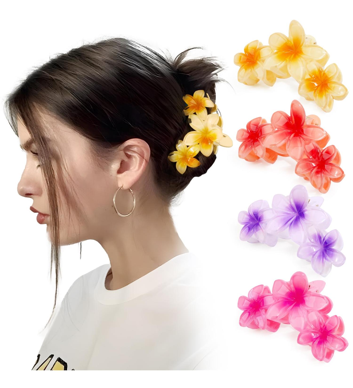 Shop Pieces Hawaii Large Flower Hair Clips - Non-Slip Headpieces for Girls & Women | 4pcs Set for Beach Party & Vacation - Buy Online on GoSupps.com