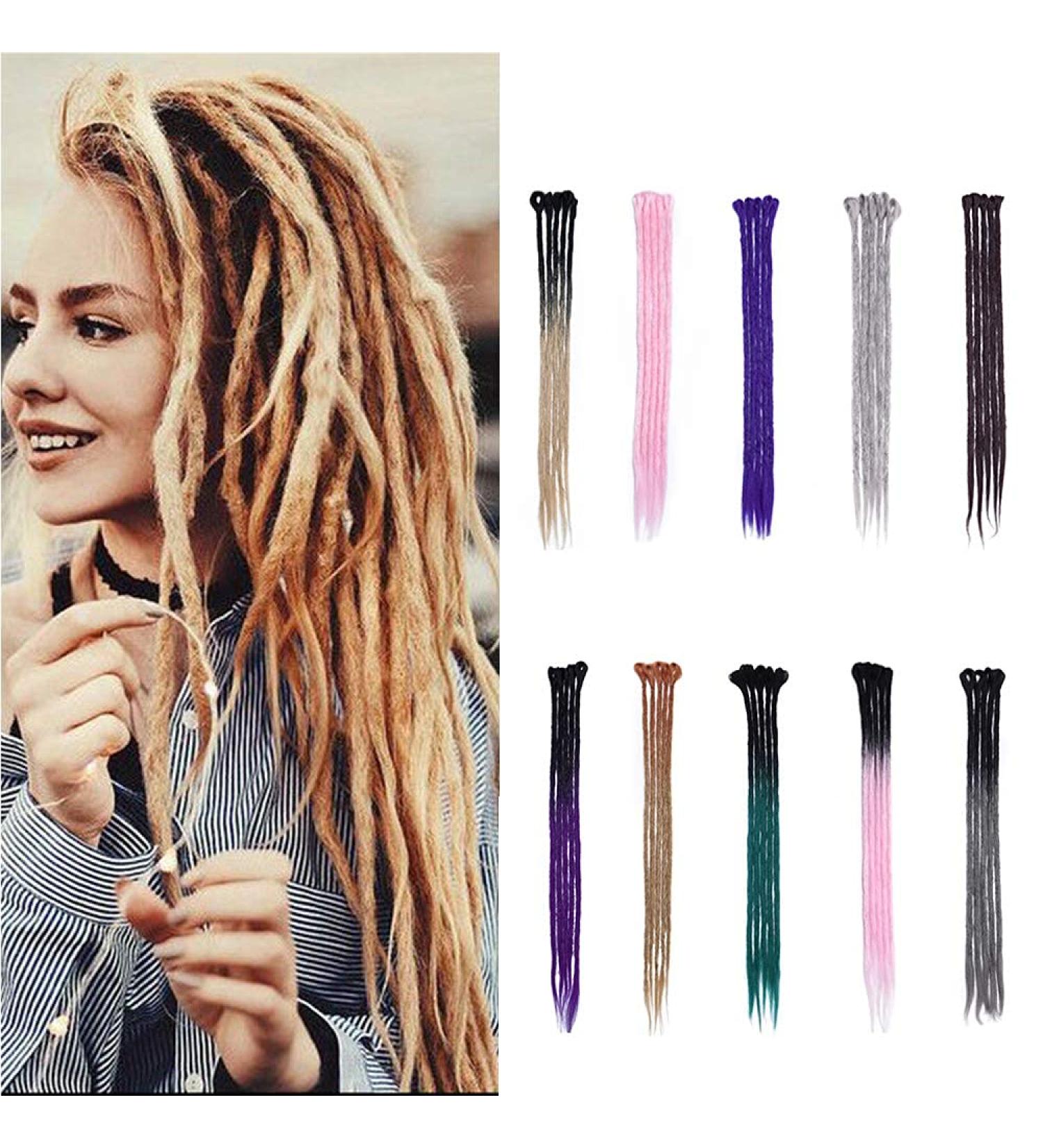 Silk-co Dreadlocks Braiding Hair Extensions All Human Handmade Ombre 24 inch Crochet Braids Reggae Hip-Hop Hairpiece Handmade for Braiding Black-Dark Purple  - Buy Online on GoSupps.com