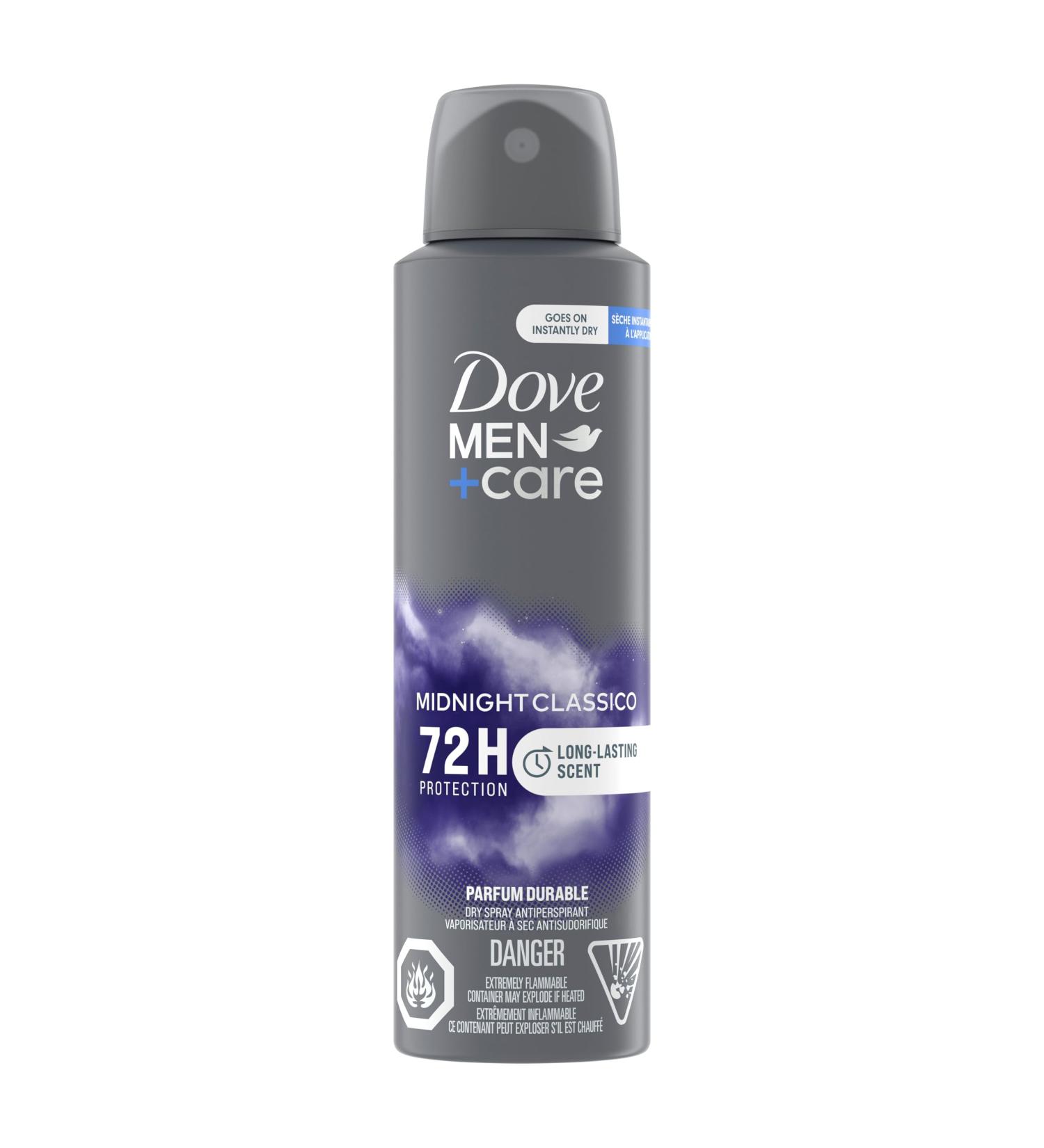 Dove Men+Care Dry Spray Antiperspirant deodorant for 72H sweat & odour protection Midnight Classico with Triple Defense Technology 107 g - Buy Online on GoSupps.com
