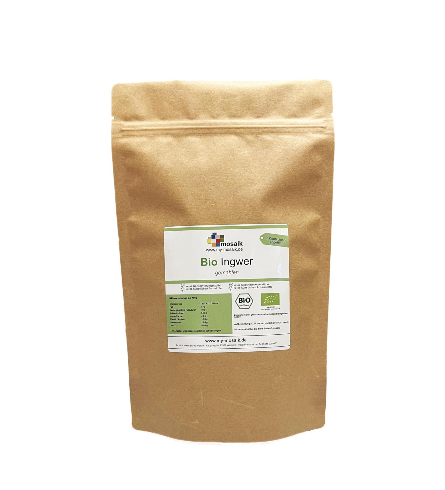 Organic ginger powder ground in premium quality - 100% pure and of course - without additives - for ginger tea ginger water from my -mosaic ... (1000g)
