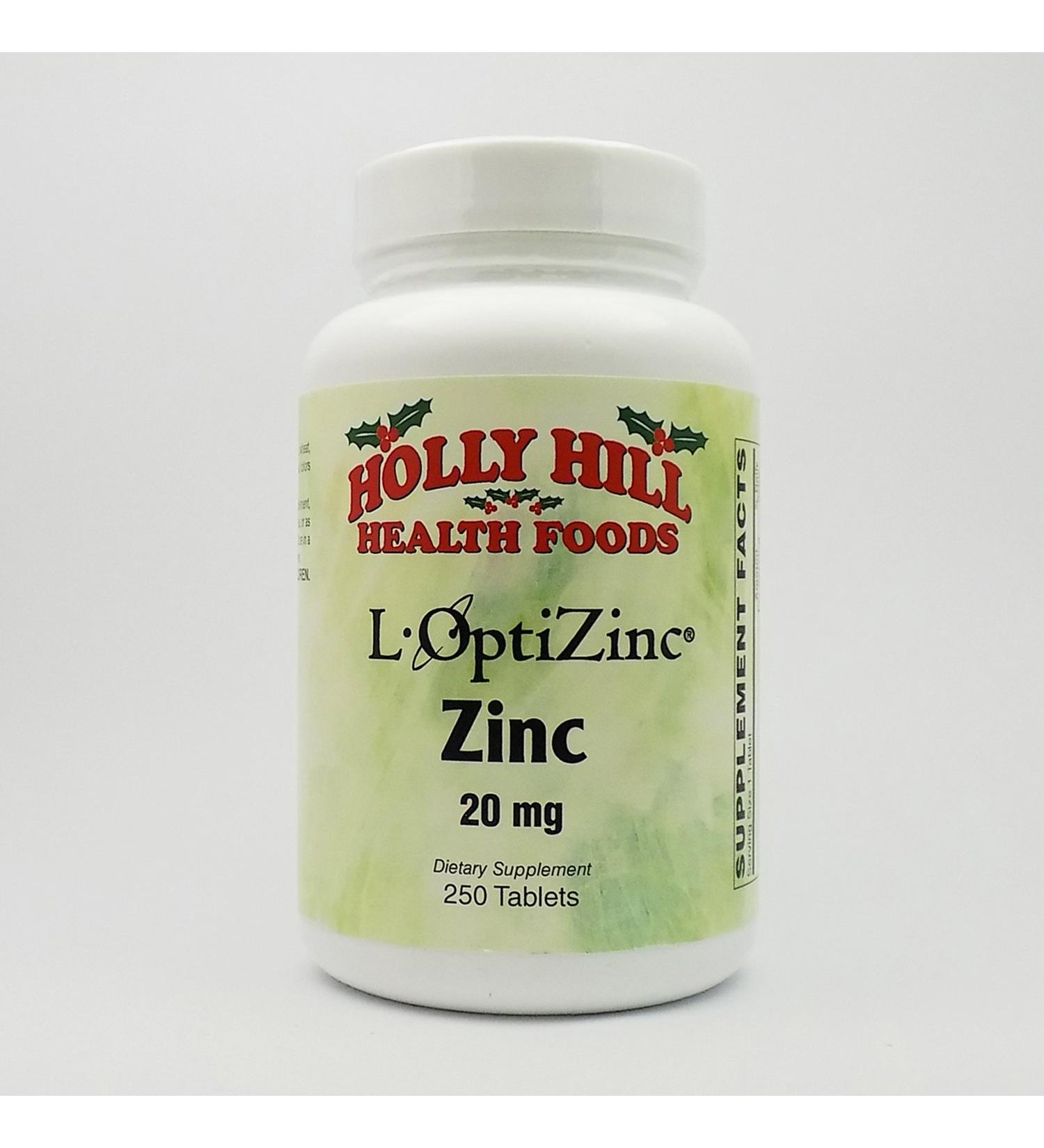Holly Hill Health Foods Zinc 20mg - 250 Tablets | Immune Support Supplement - Buy Online on GoSupps.com