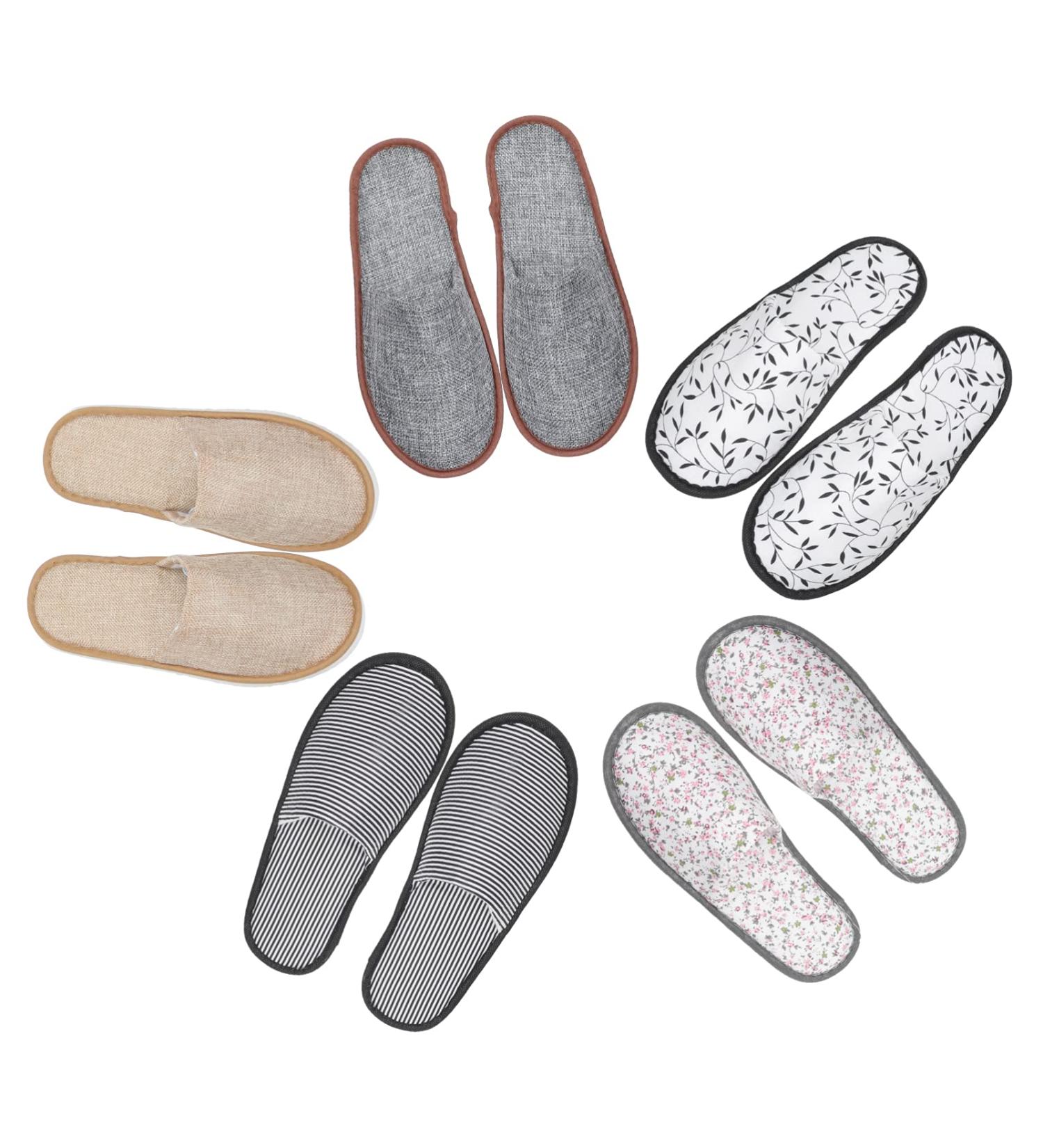 Holibanna Unisex Bathing Shoes - 5 Pairs Terry Liper Closed Slippers for Home & Hotels | Comfortable EVA Flip Flops - Buy Online on GoSupps.com