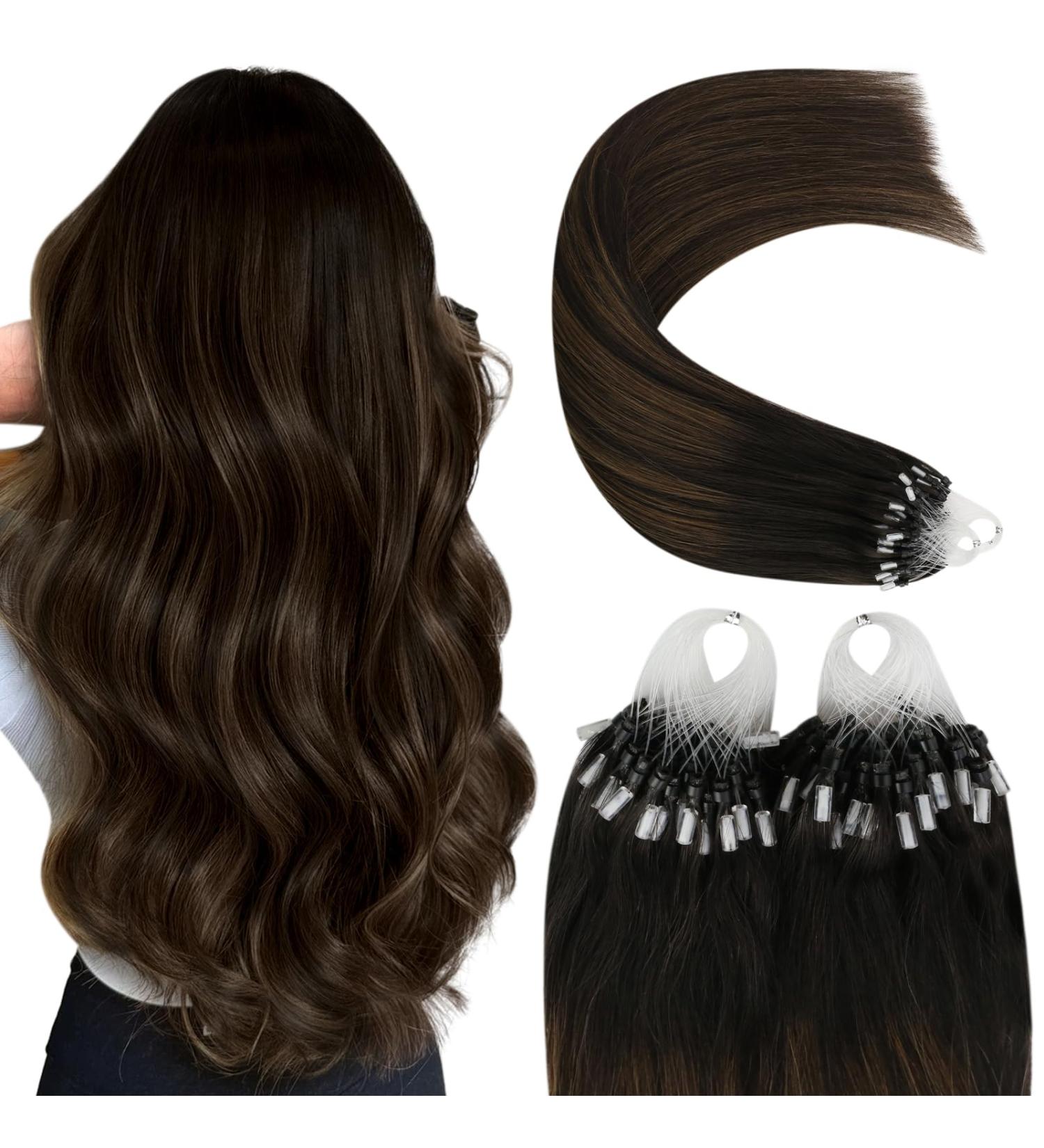 Youngsee 60cm Ombre Microring Extensions | Real Remy Human Hair Brown Ombre Micro Loop Extensions #2/2/6 50g Premium Quality - Buy Online on GoSupps.com